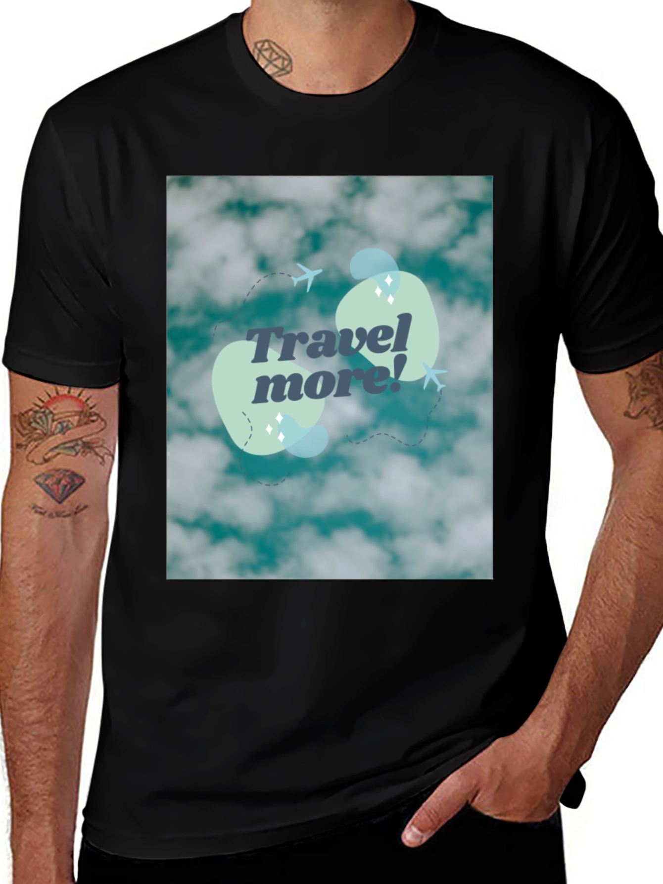 Variant 4 of Travel More Graphic Tee - Cloud Design