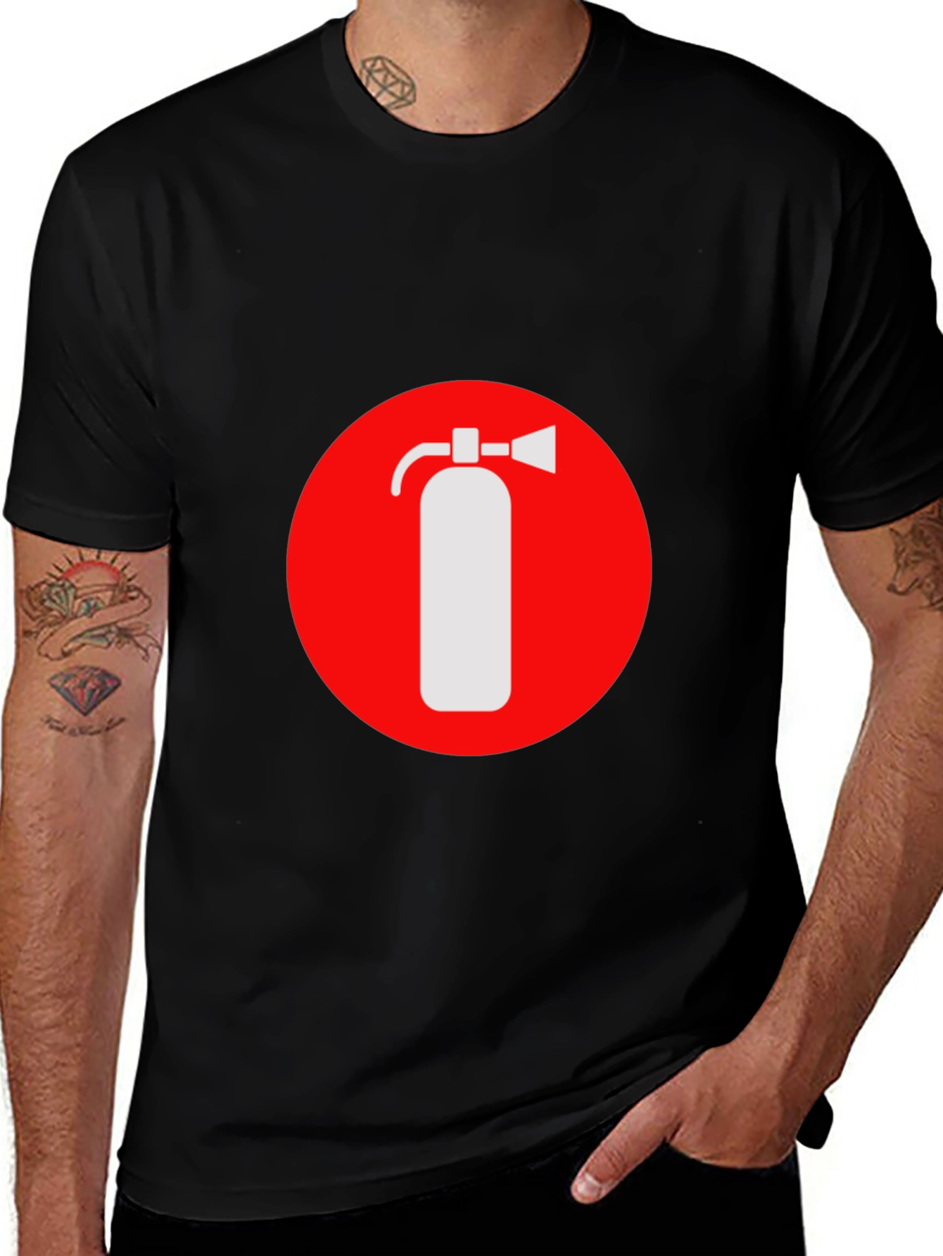 Variant 19 of Fire Safety T-Shirt - Red Circle Extinguisher