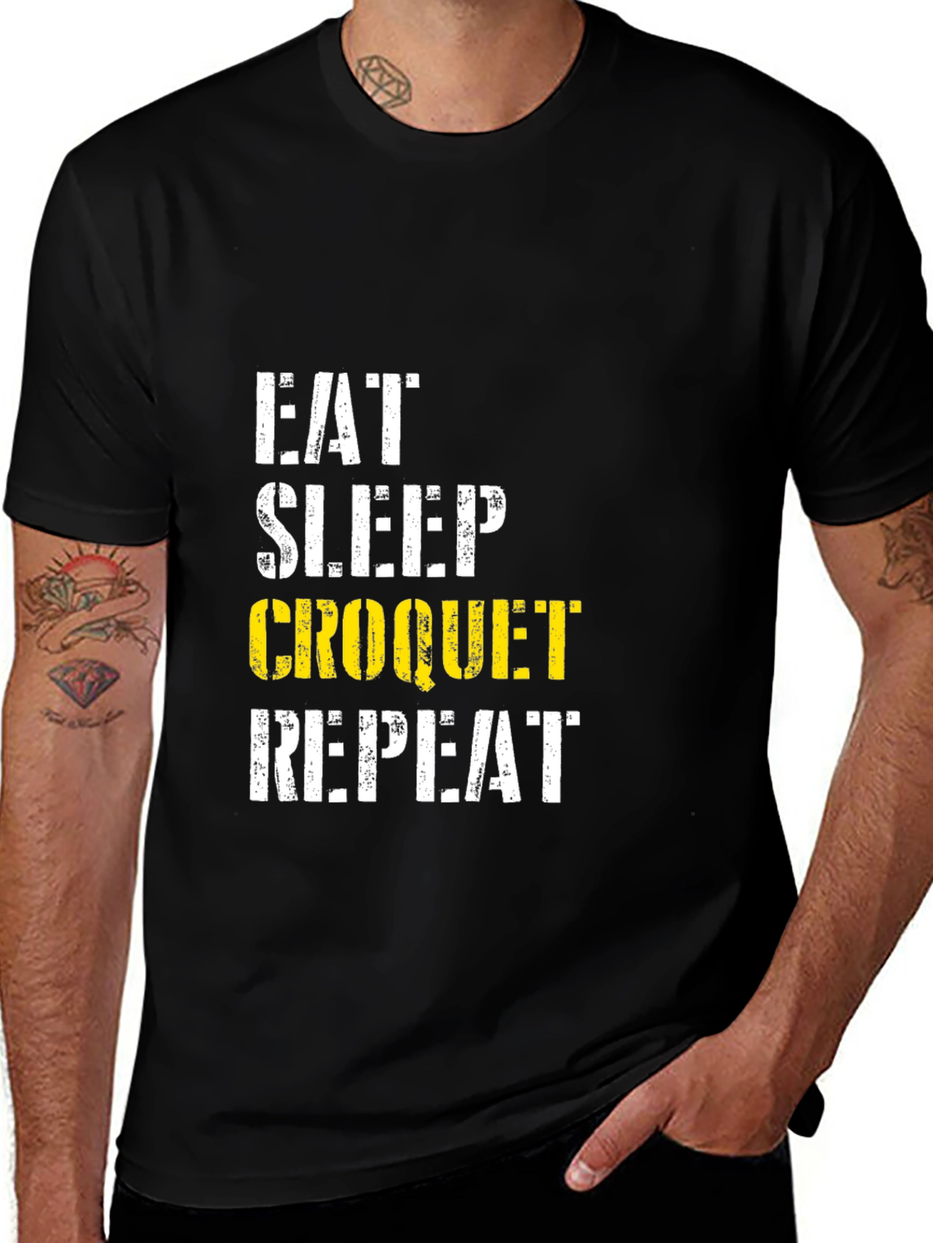 Variant 14 of Eat Sleep Croquet Repeat Graphic Tee