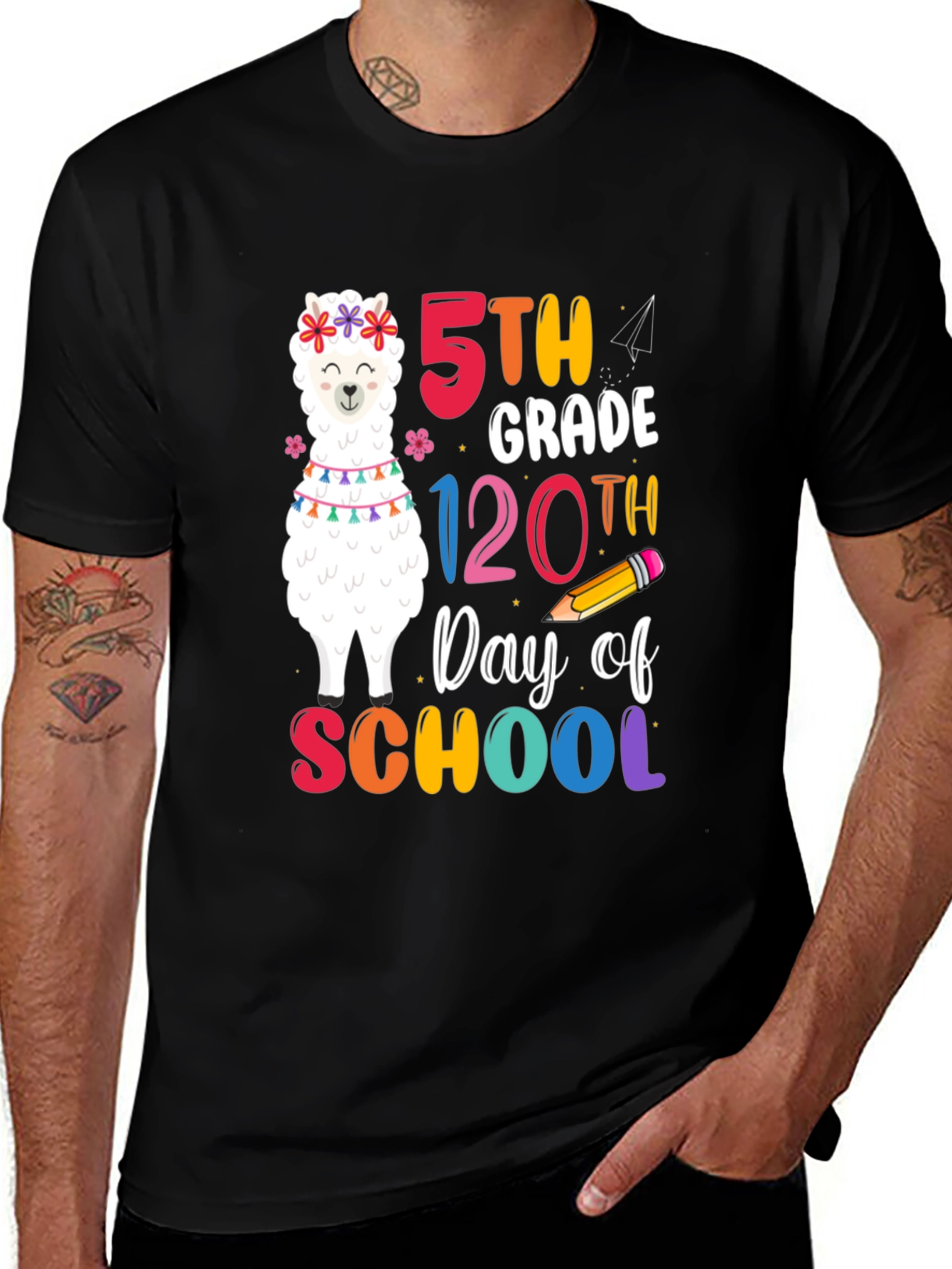 5th Grade 120th Day of School Llama T-Shirt