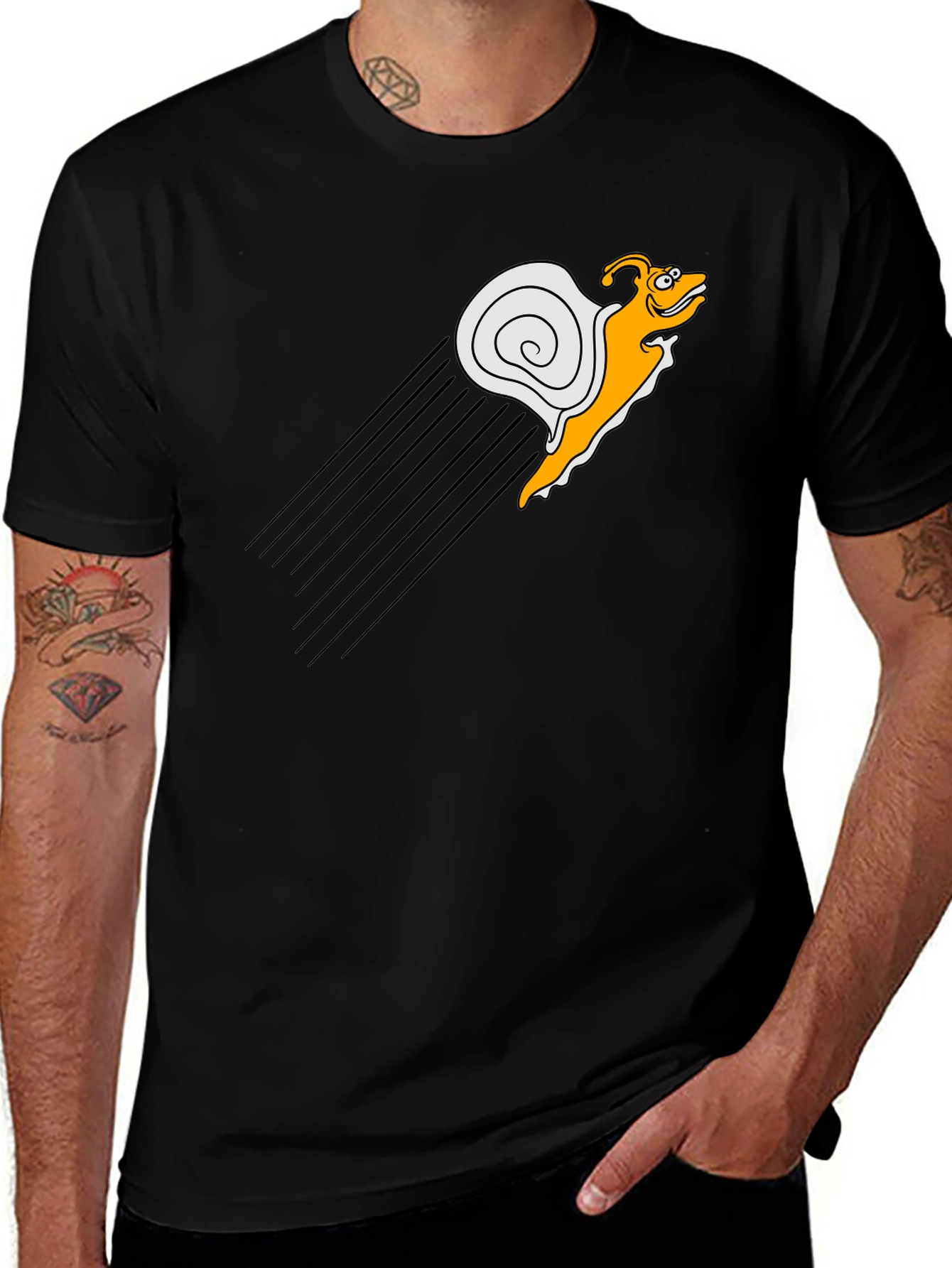 Variant 25 of Speedy Snail Graphic Tee - Black Cotton