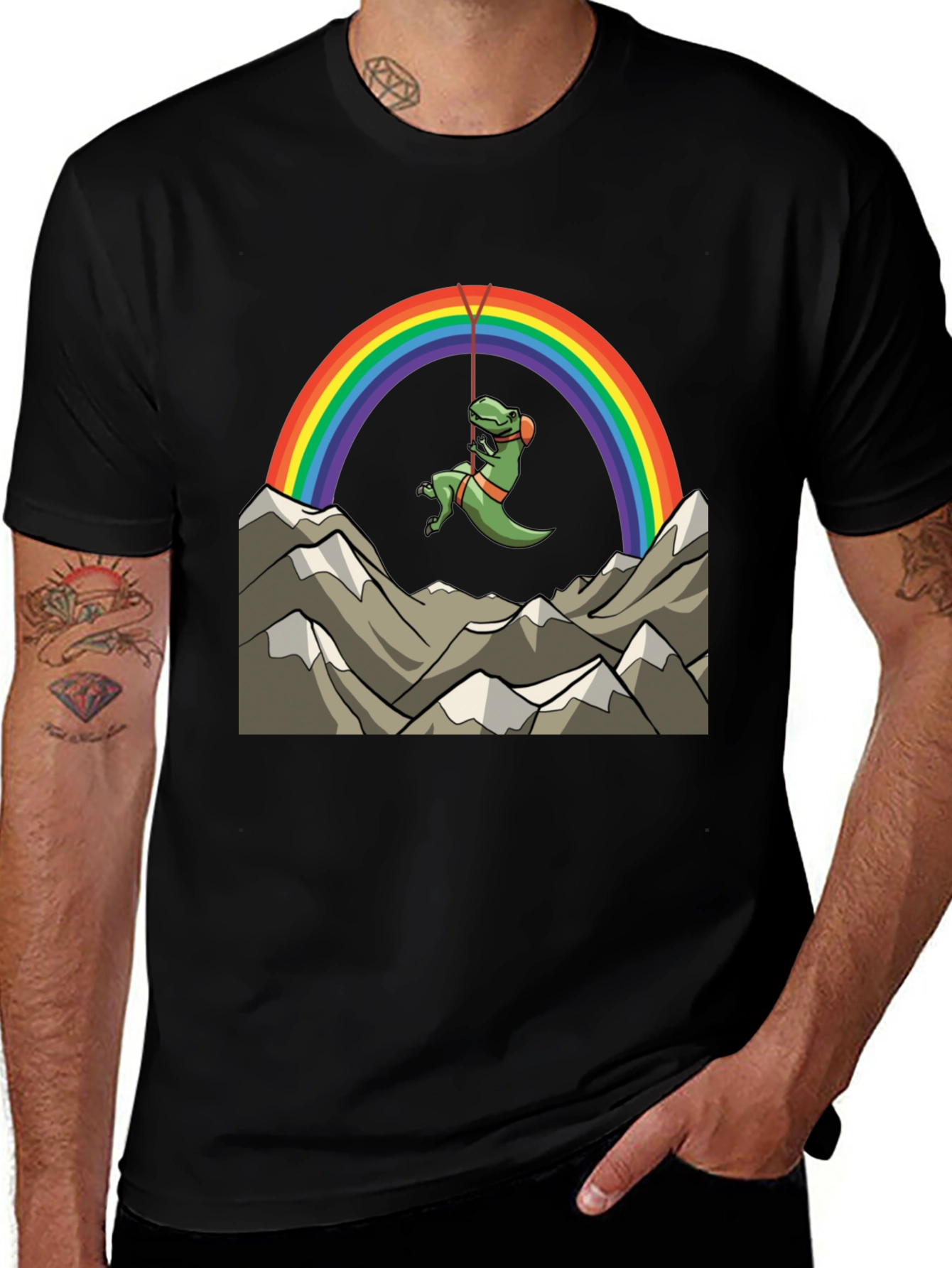 Variant 15 of Dino Climber T-Shirt - Rainbow Mountain Adventure Tee