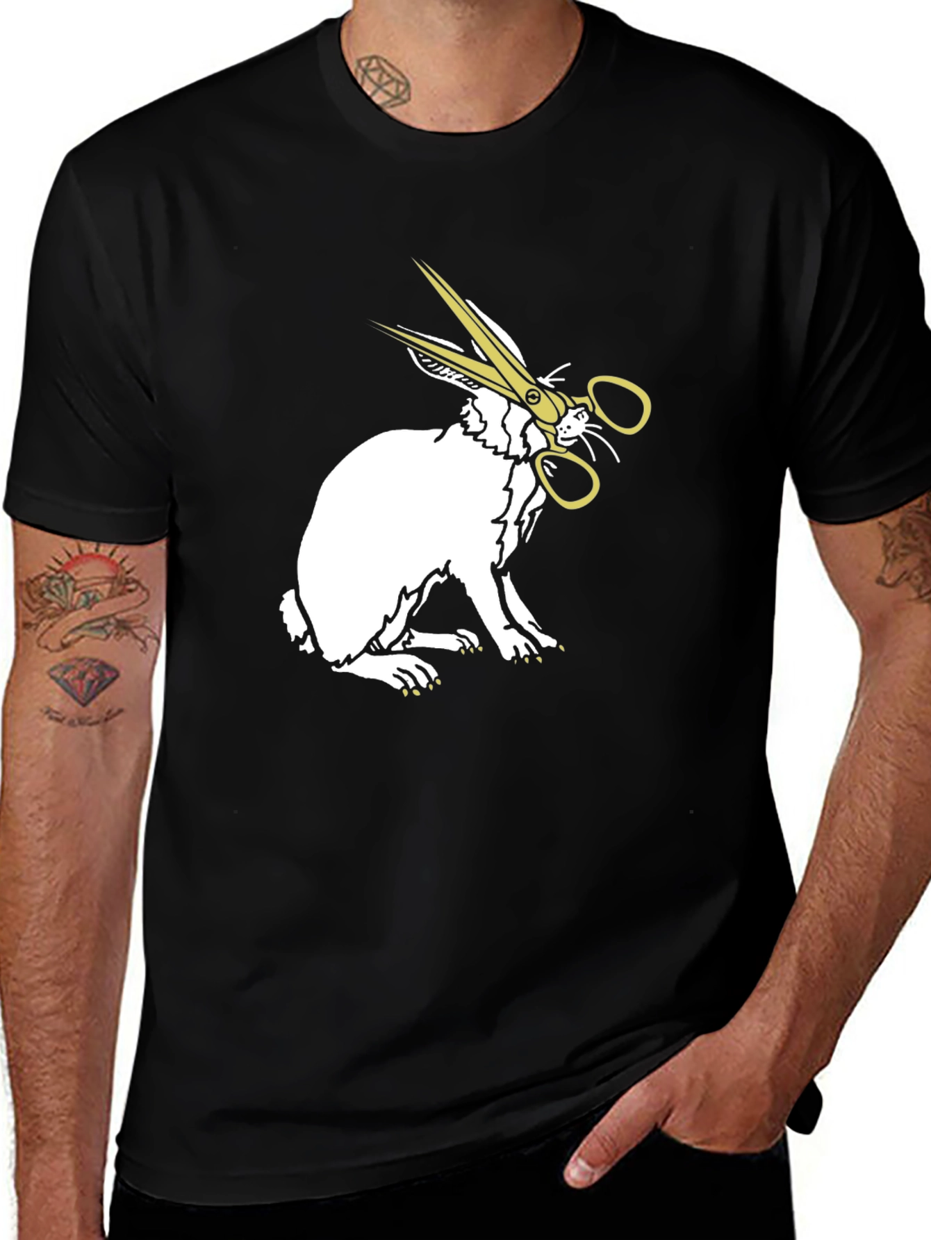 Variant 14 of Rabbit with Scissors Graphic Tee - Quirky Unisex Shirt