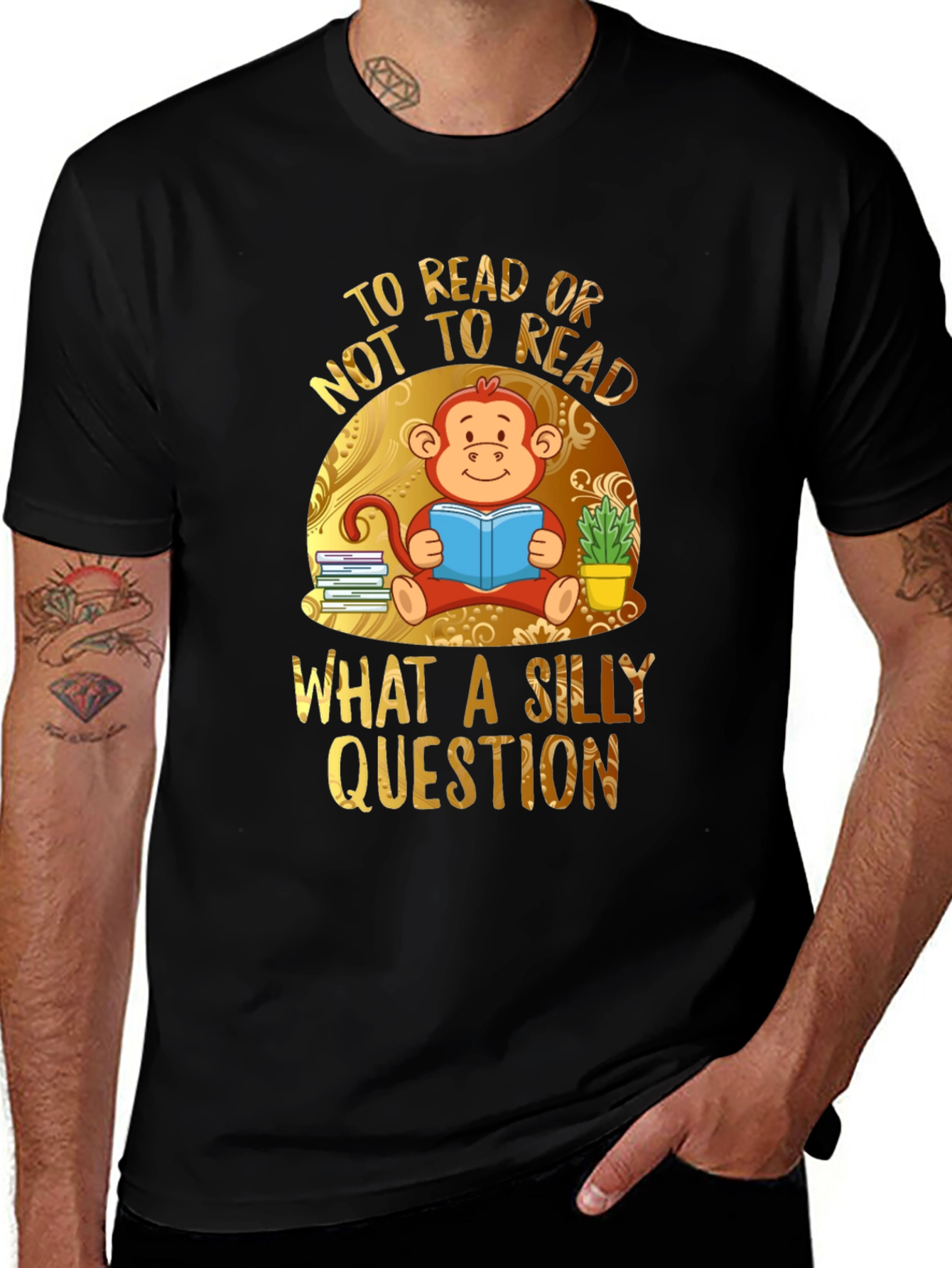 Variant 11 of To Read or Not to Read Monkey Graphic Tee