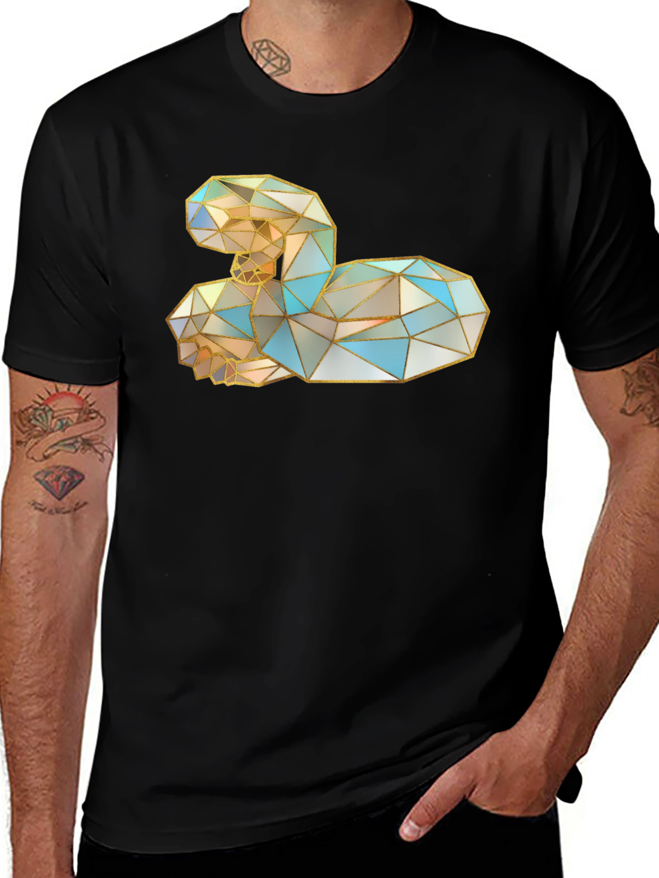 Variant 24 of Geometric Swan Graphic Black T-Shirt