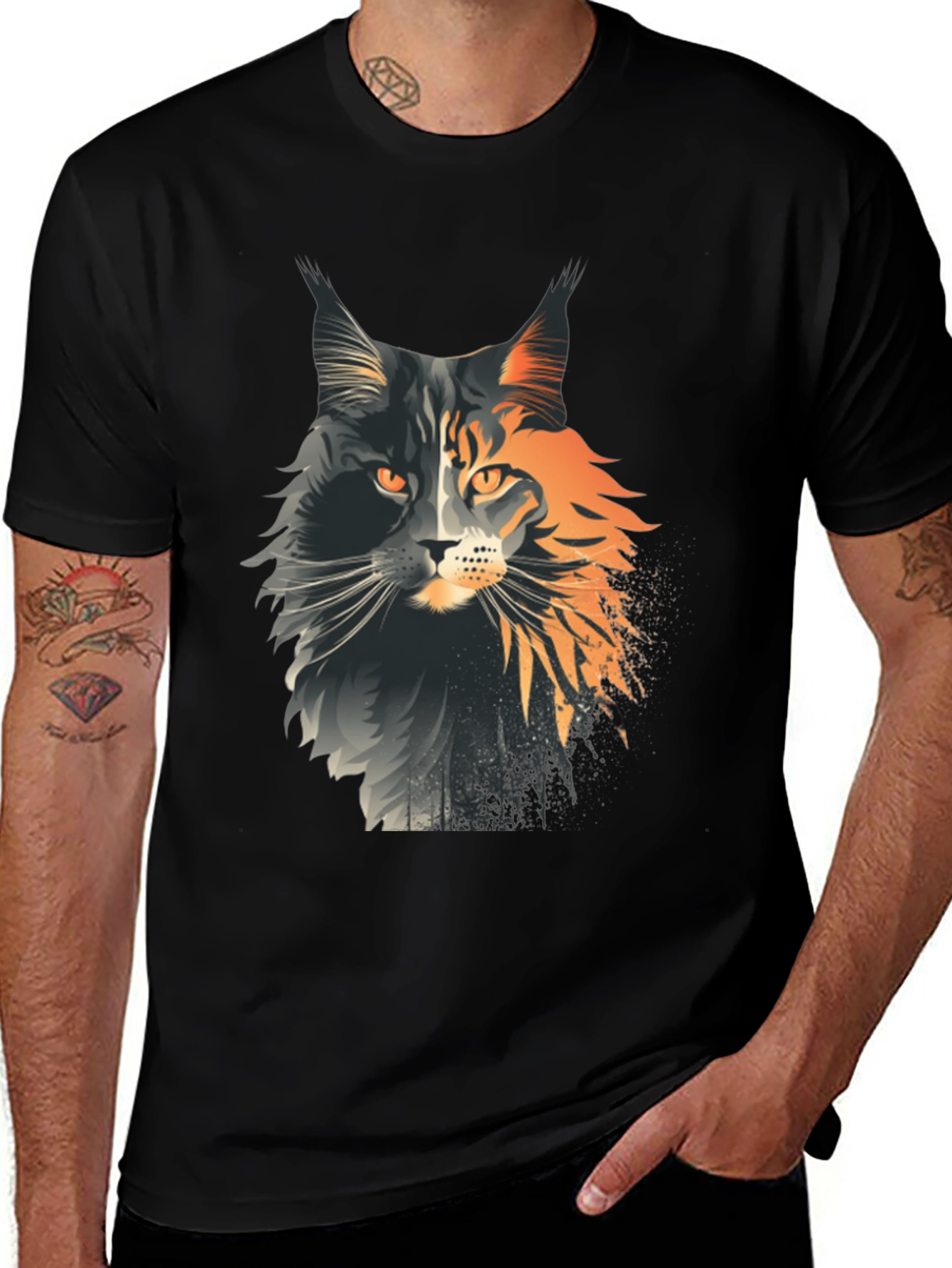 Variant 7 of Maine Coon Cat Graphic Tee - Unisex Black T-Shirt