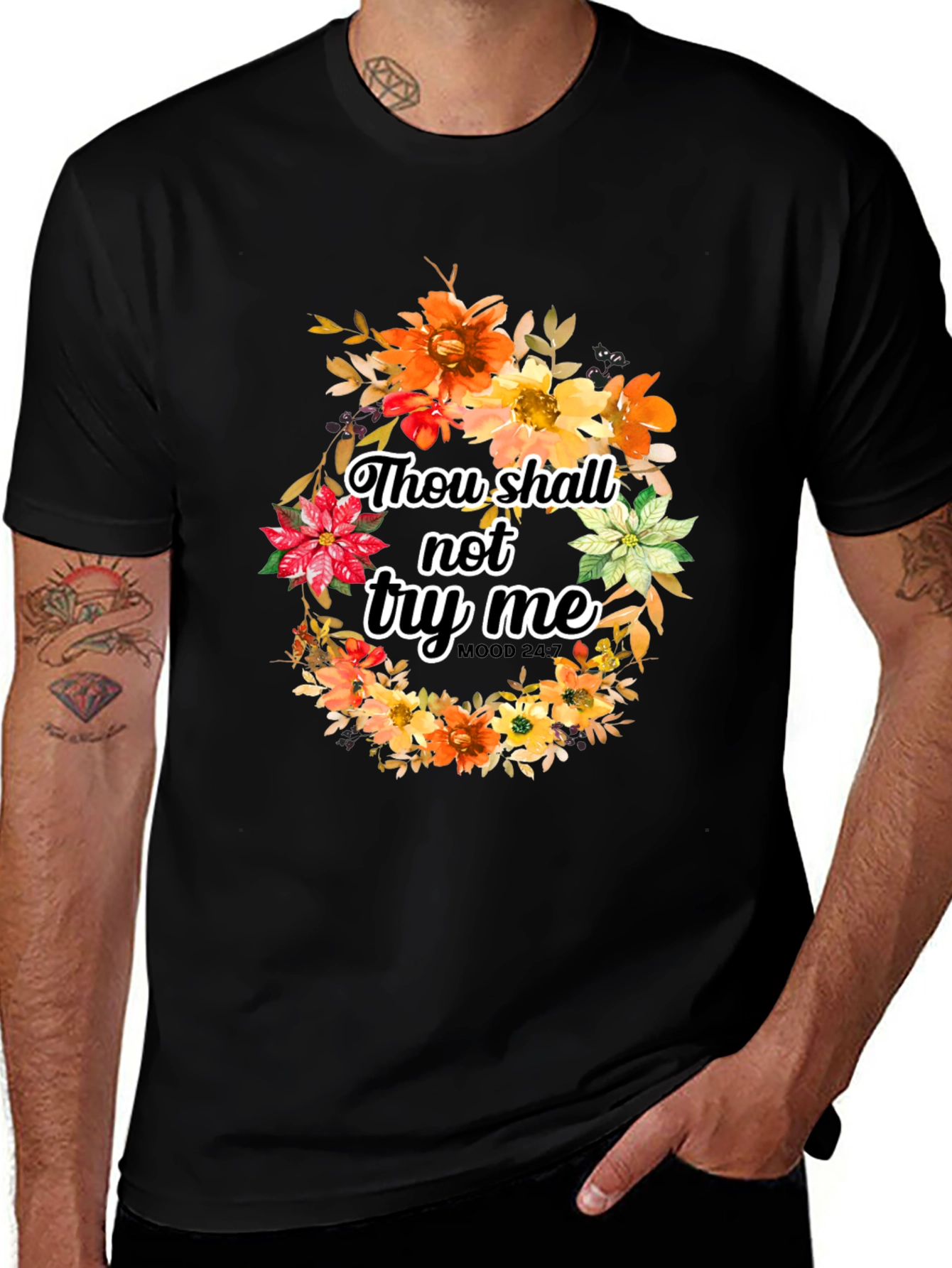 Variant 11 of Thou Shalt Not Try Me Floral Graphic Tee