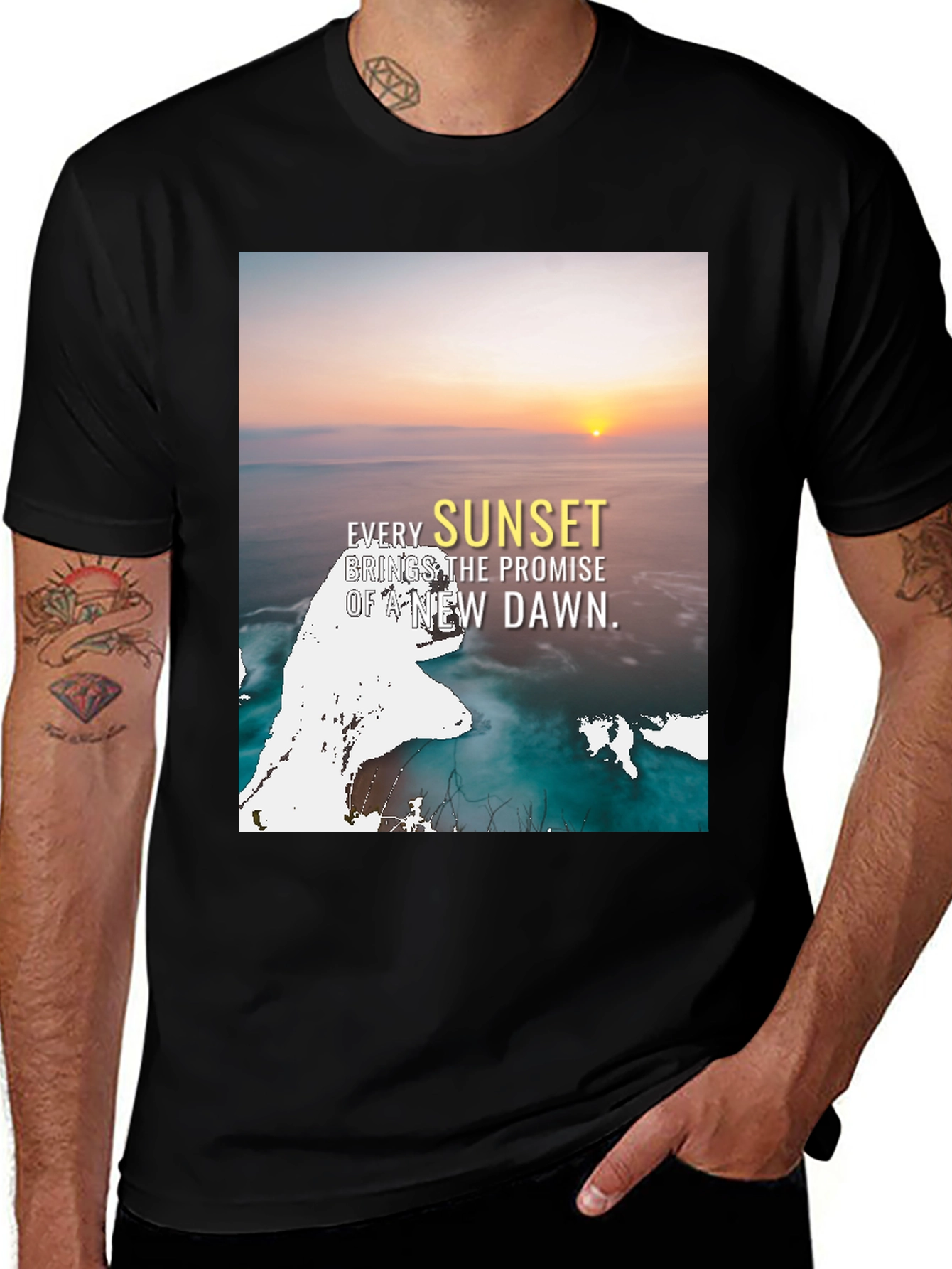 Variant 8 of Sunset Promise Graphic Tee - Inspirational Print