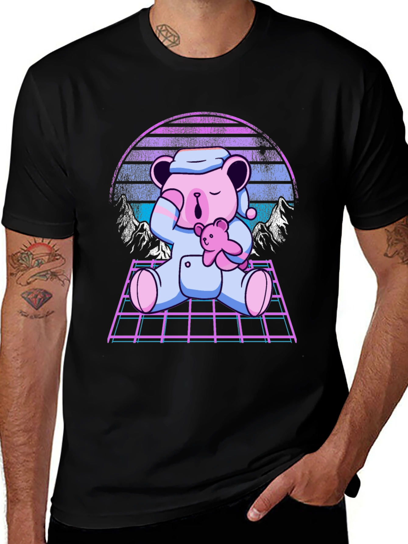Variant 16 of Retro Vaporwave Sleeping Bear T-Shirt