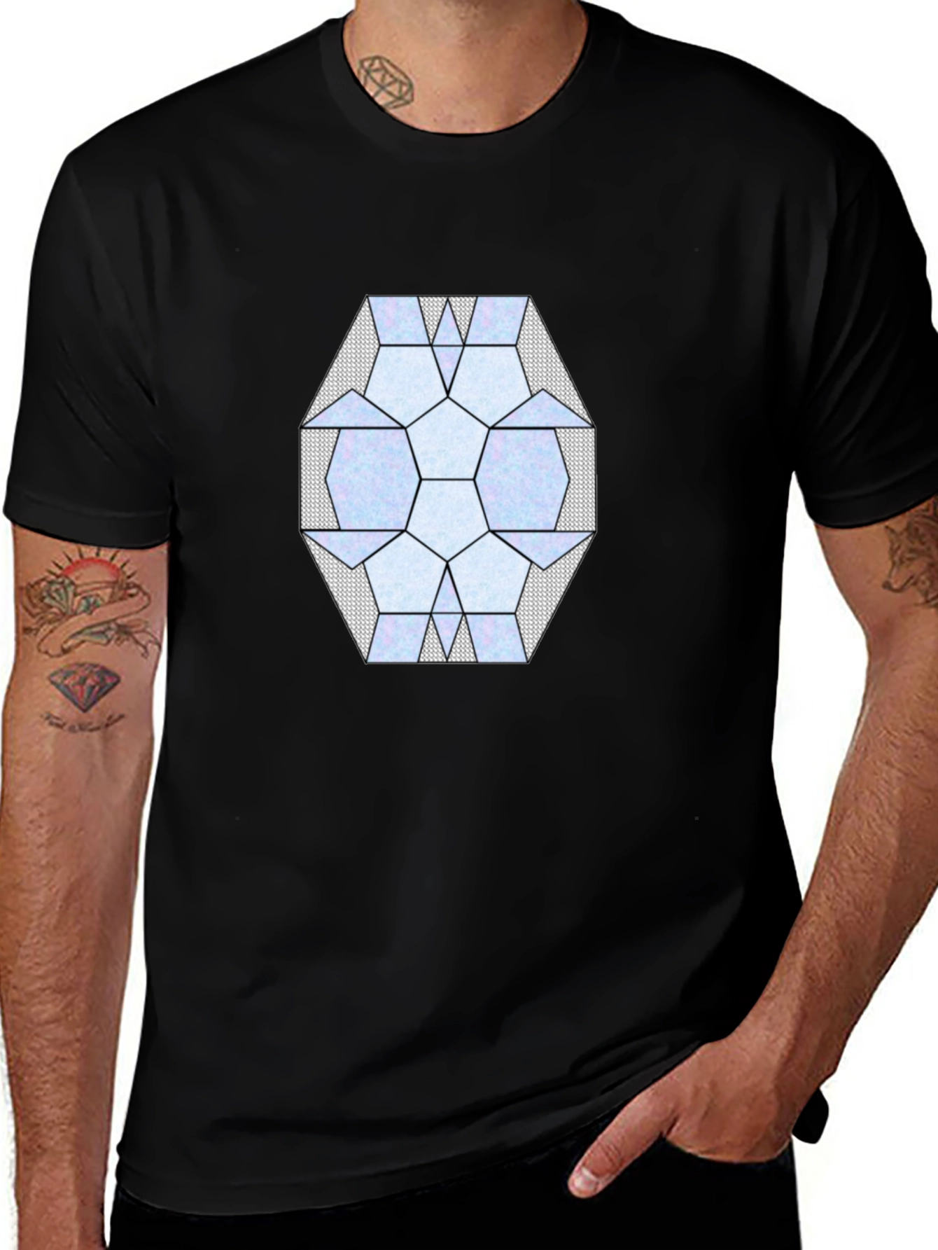Variant 24 of Geometric Pattern Black T-Shirt