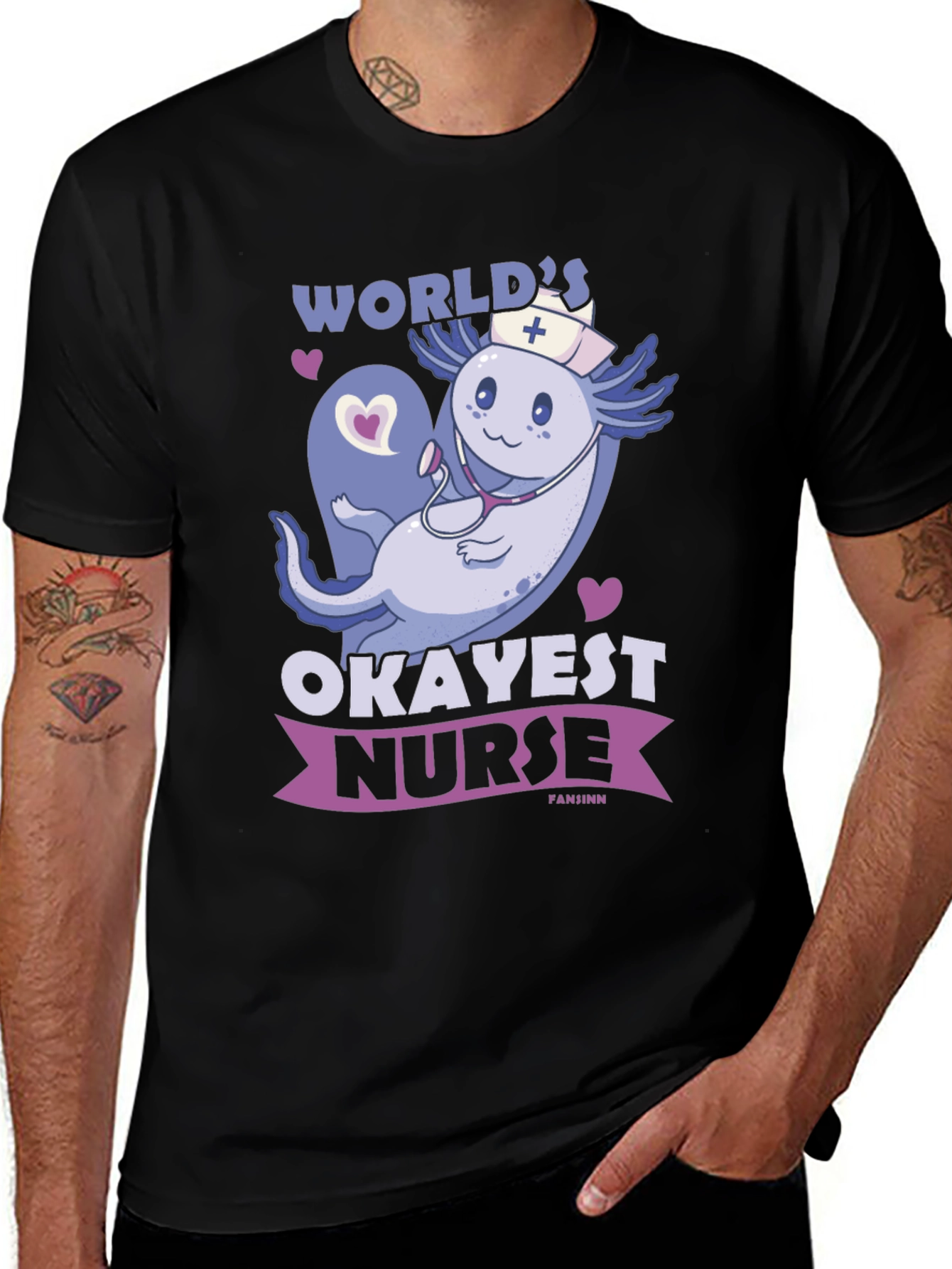 Variant 6 of Axolotl Nurse T-Shirt - World's Okayest Nurse