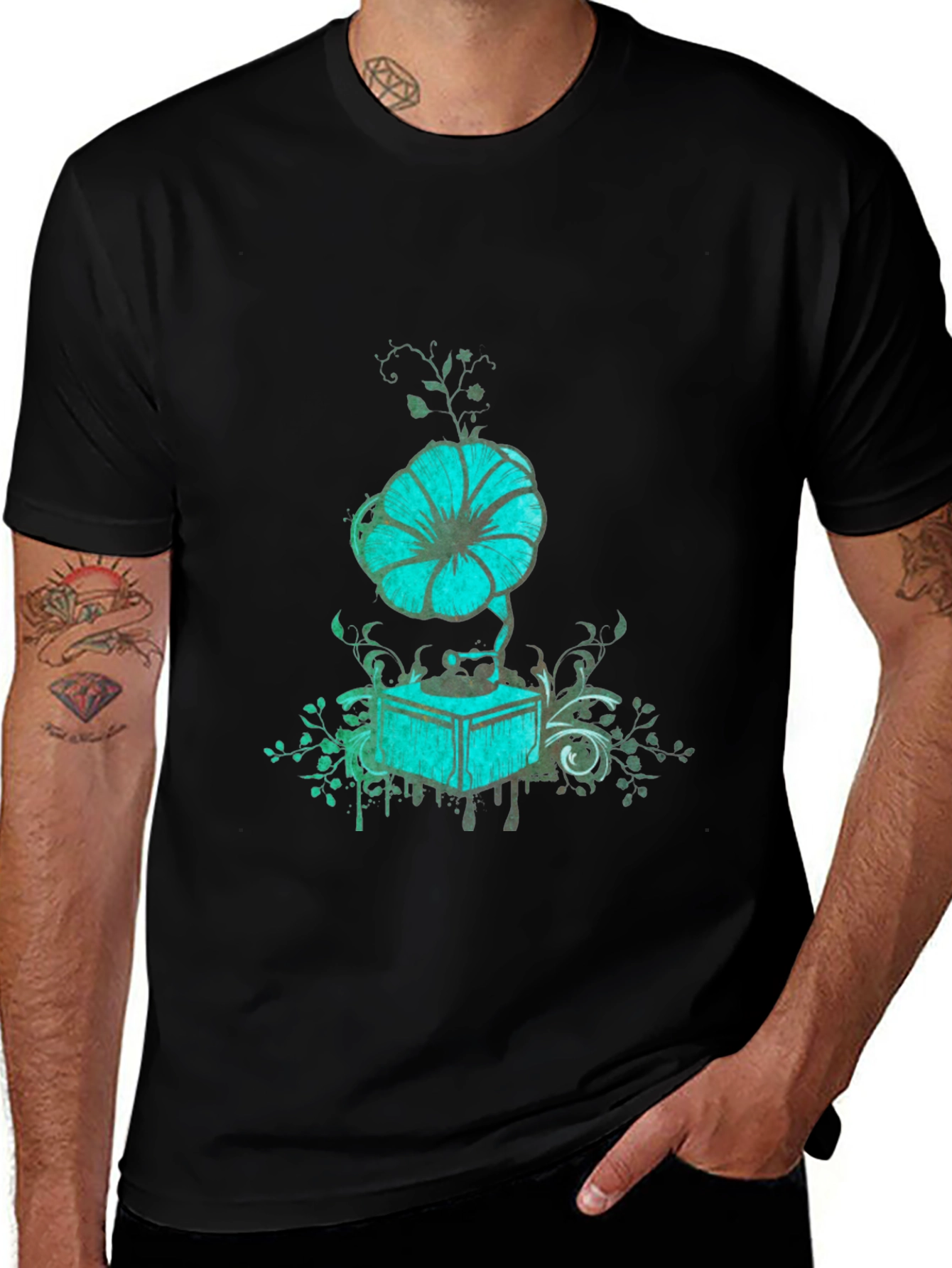 Variant 12 of Vintage Teal Gramophone Graphic T-Shirt