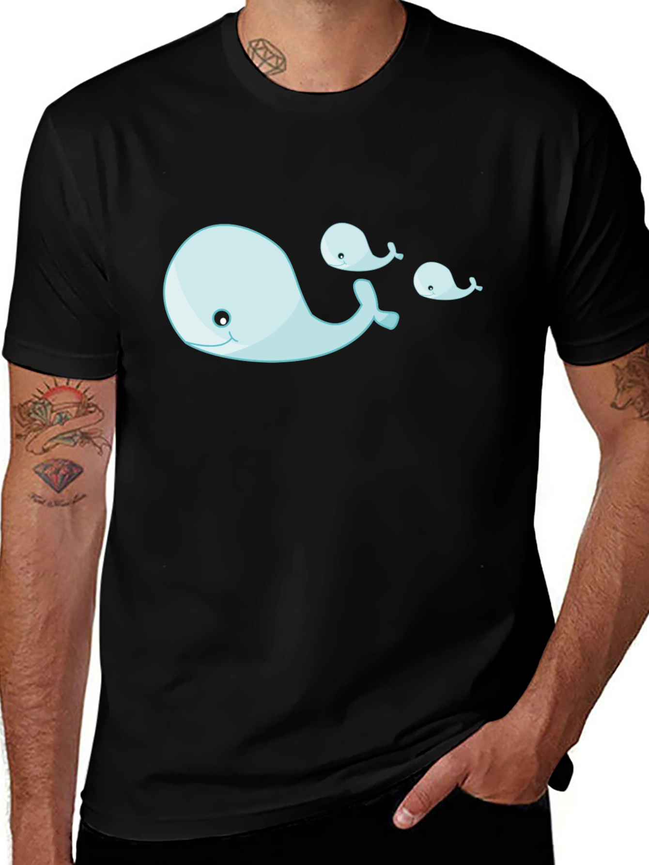 Variant 23 of Whale Family T-Shirt - Cute Cartoon Design