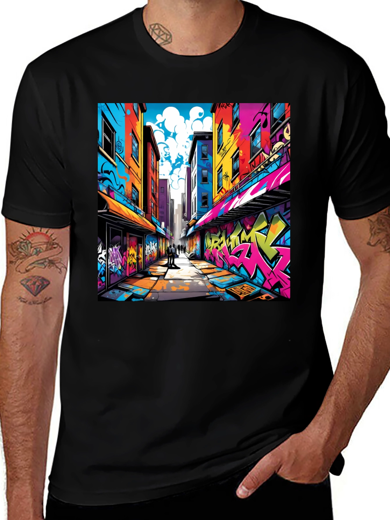 Variant 11 of Graffiti Alley Graphic Tee - Urban Streetwear