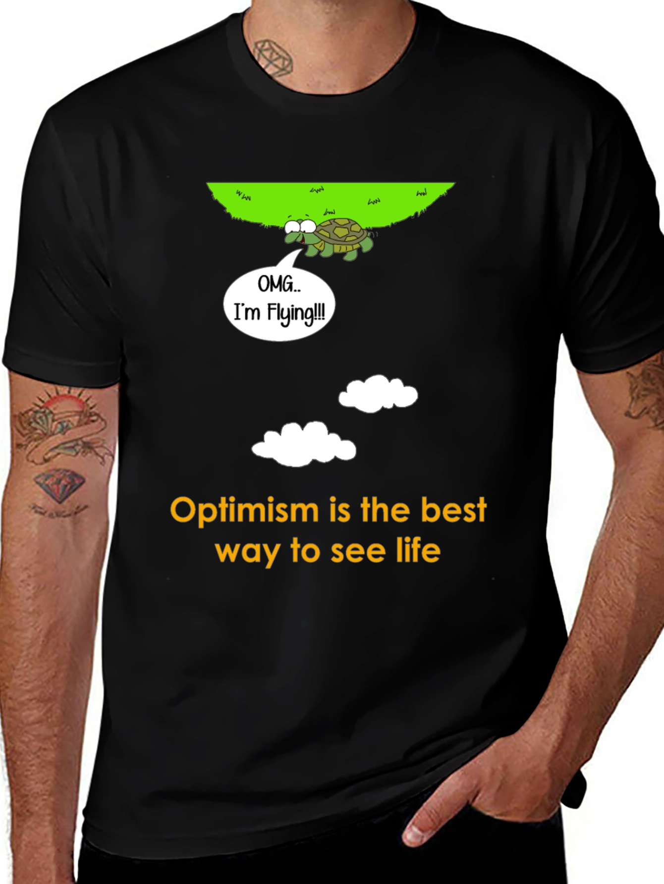 Variant 18 of Optimistic Flying Turtle T-Shirt