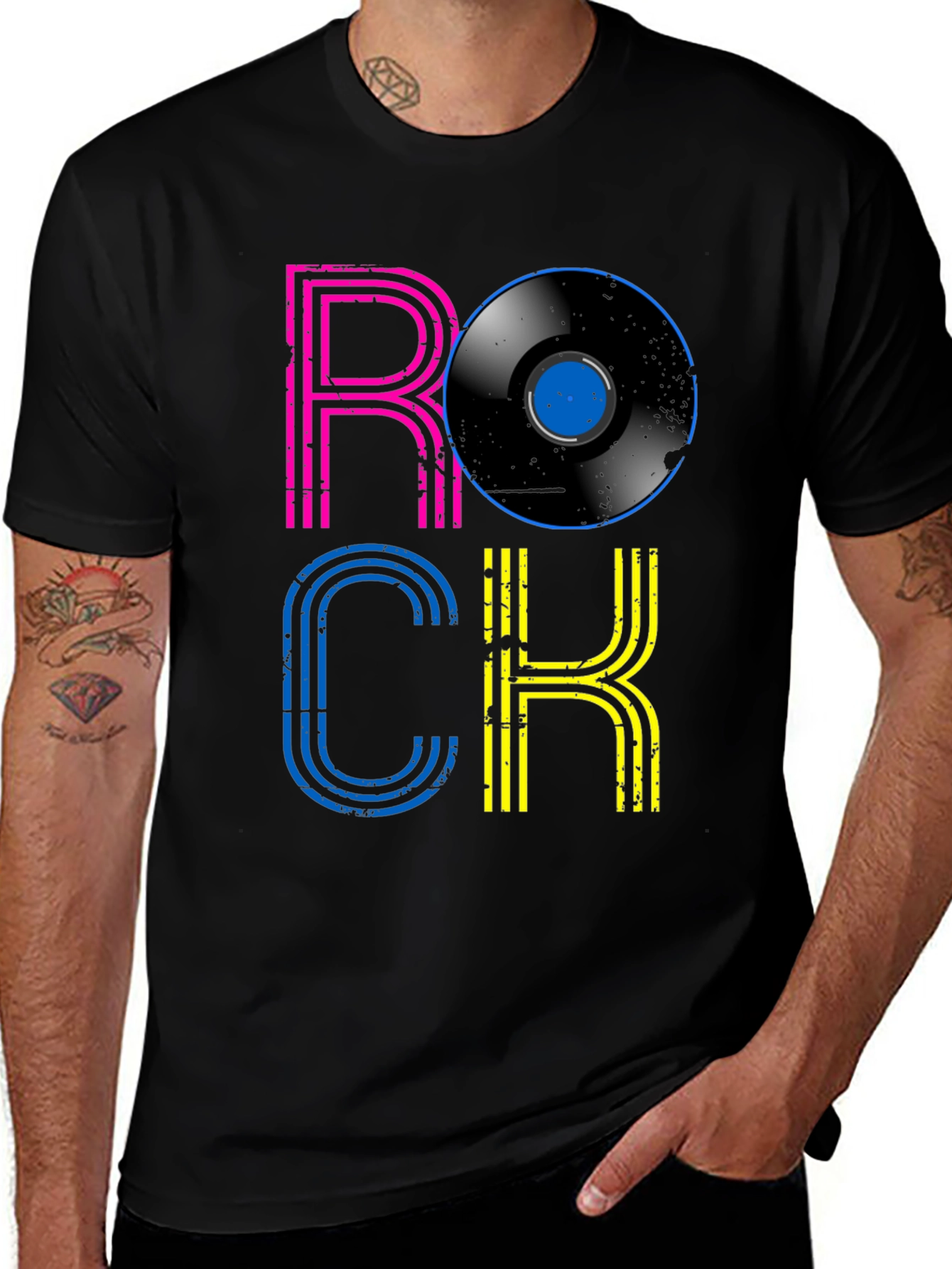 Retro Rock Record T-Shirt - Vintage Style Music Tee