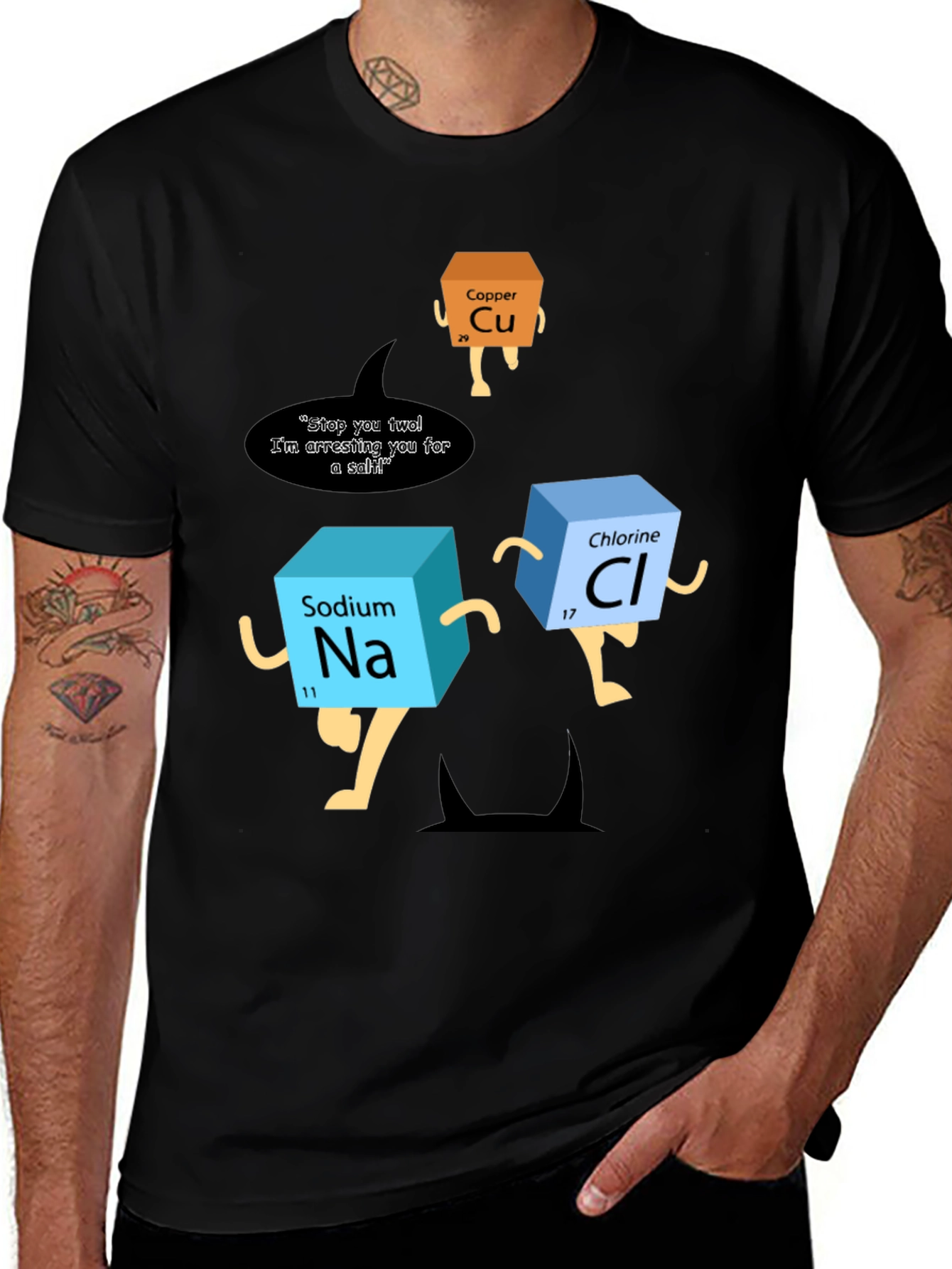 Variant 4 of Chemistry Pun T-Shirt - Arresting Elements Design