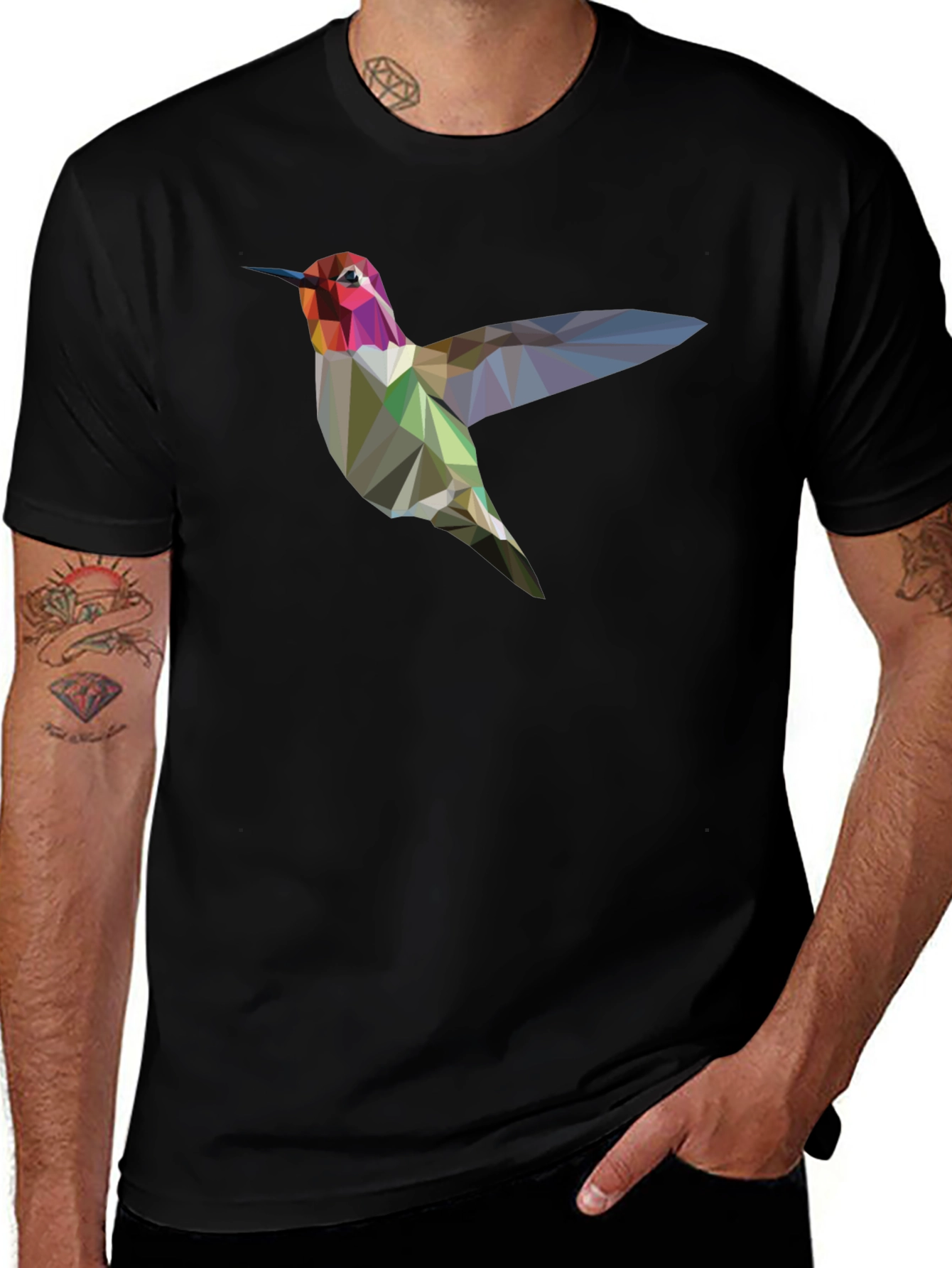Variant 3 of Geometric Hummingbird Black T-Shirt