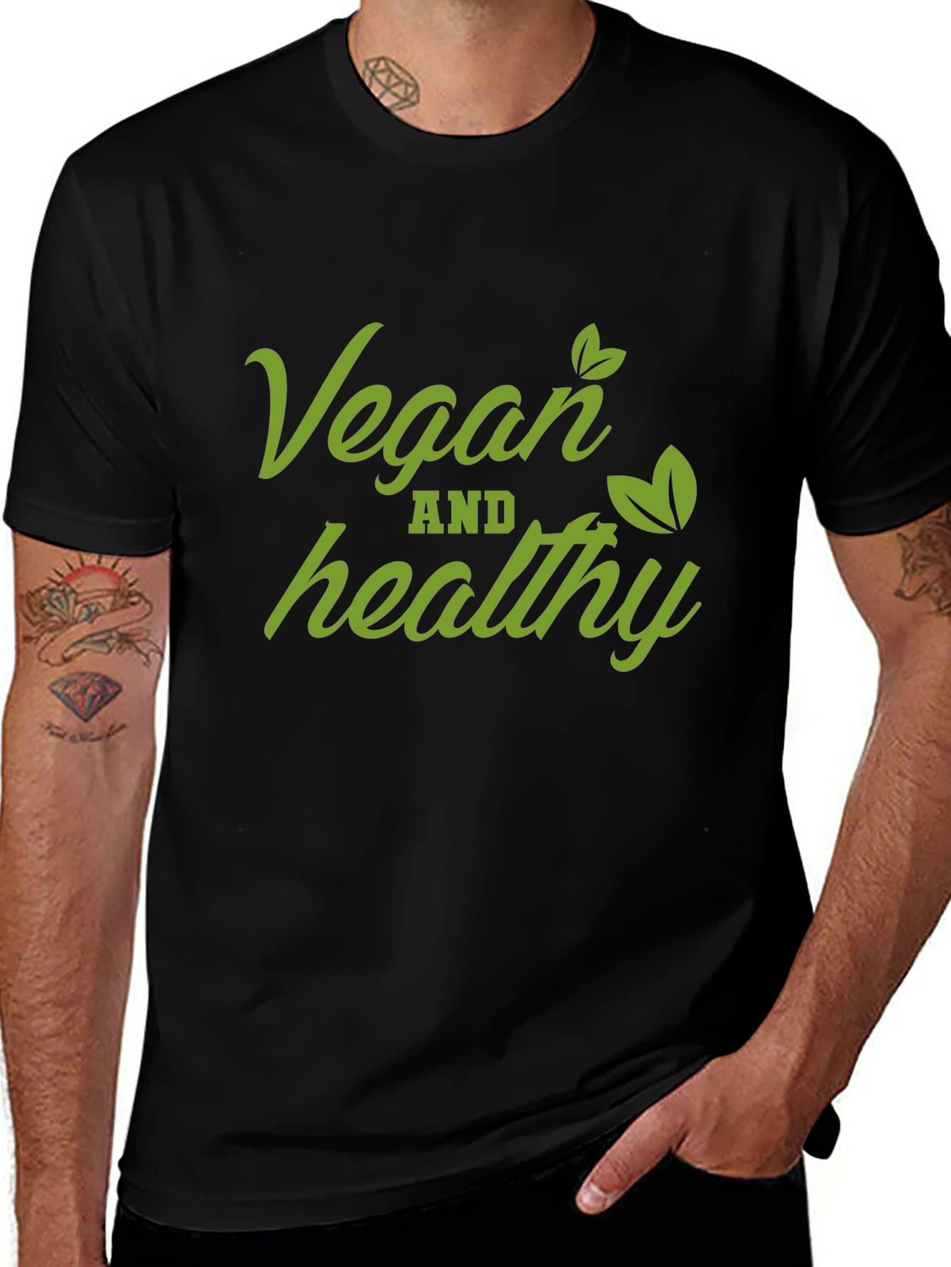Variant 10 of Vegan and Healthy Black T-Shirt