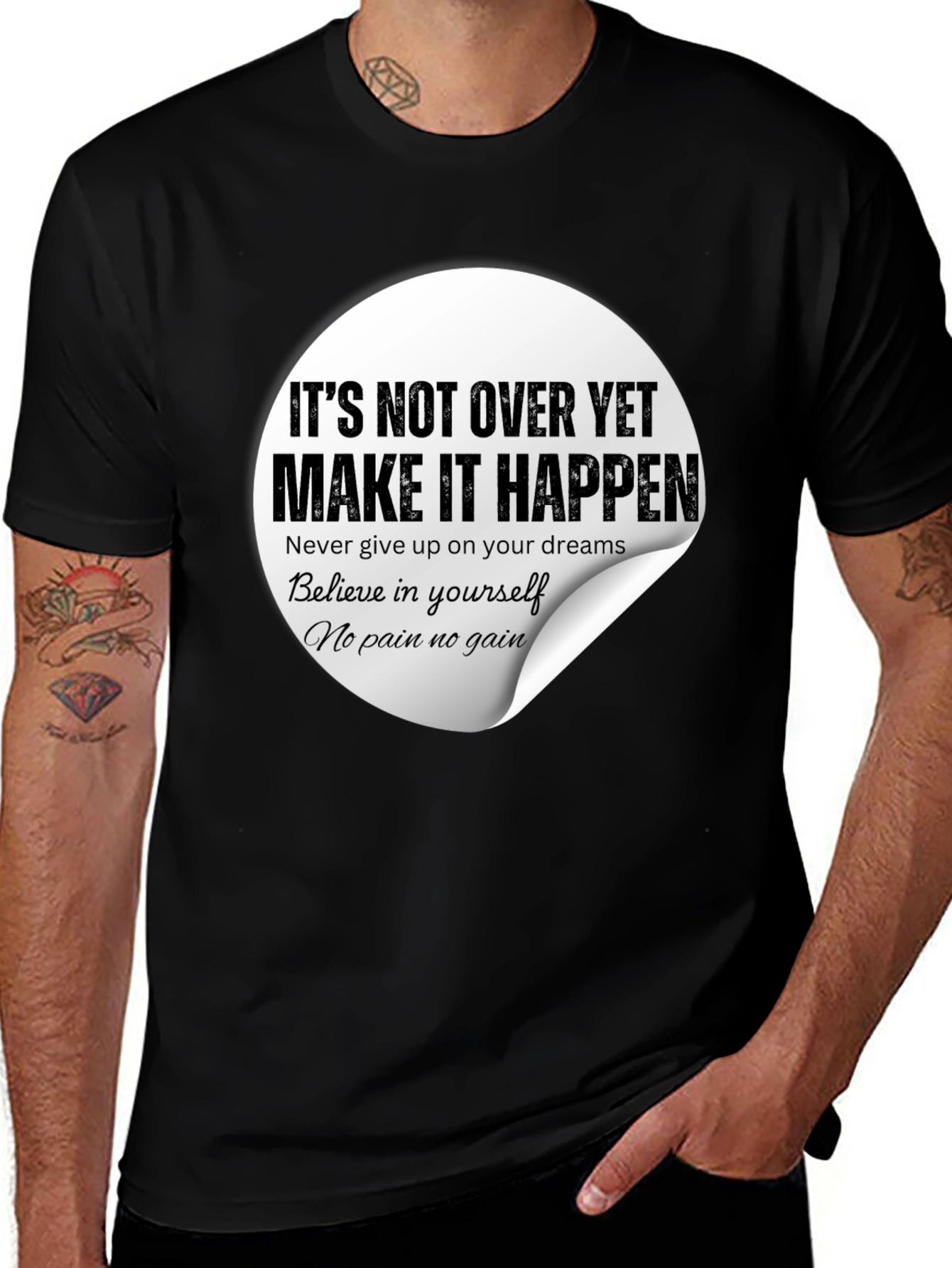 Variant 28 of Inspirational Graphic Tee - "Make It Happen" Black T-Shirt