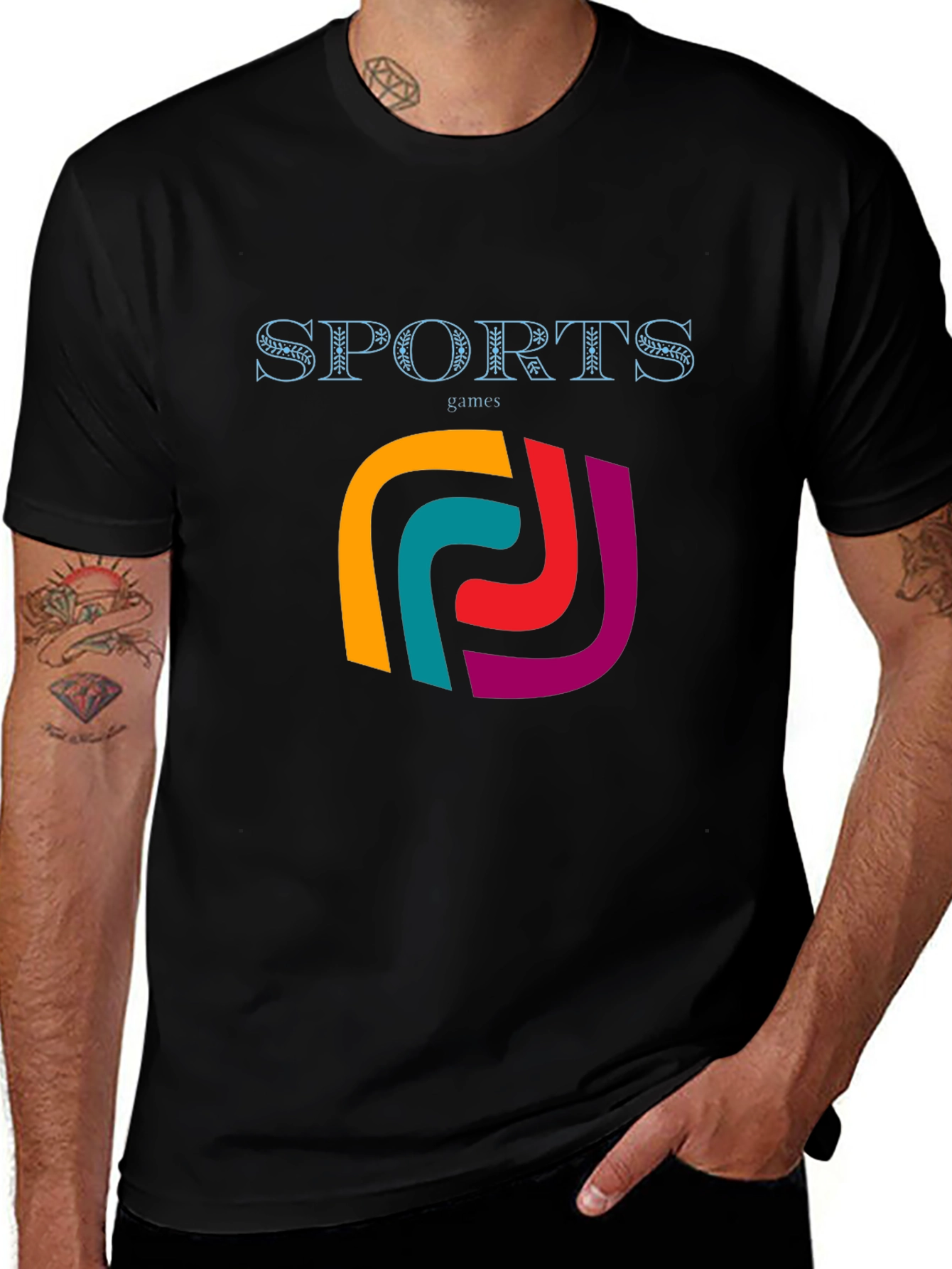 Variant 28 of Stylish Men's Black Sports Games Graphic Tee