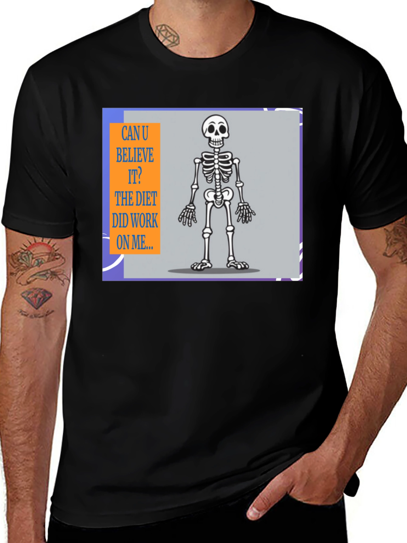 Variant 15 of Diet Skeleton Graphic Tee - Men's Black T-Shirt