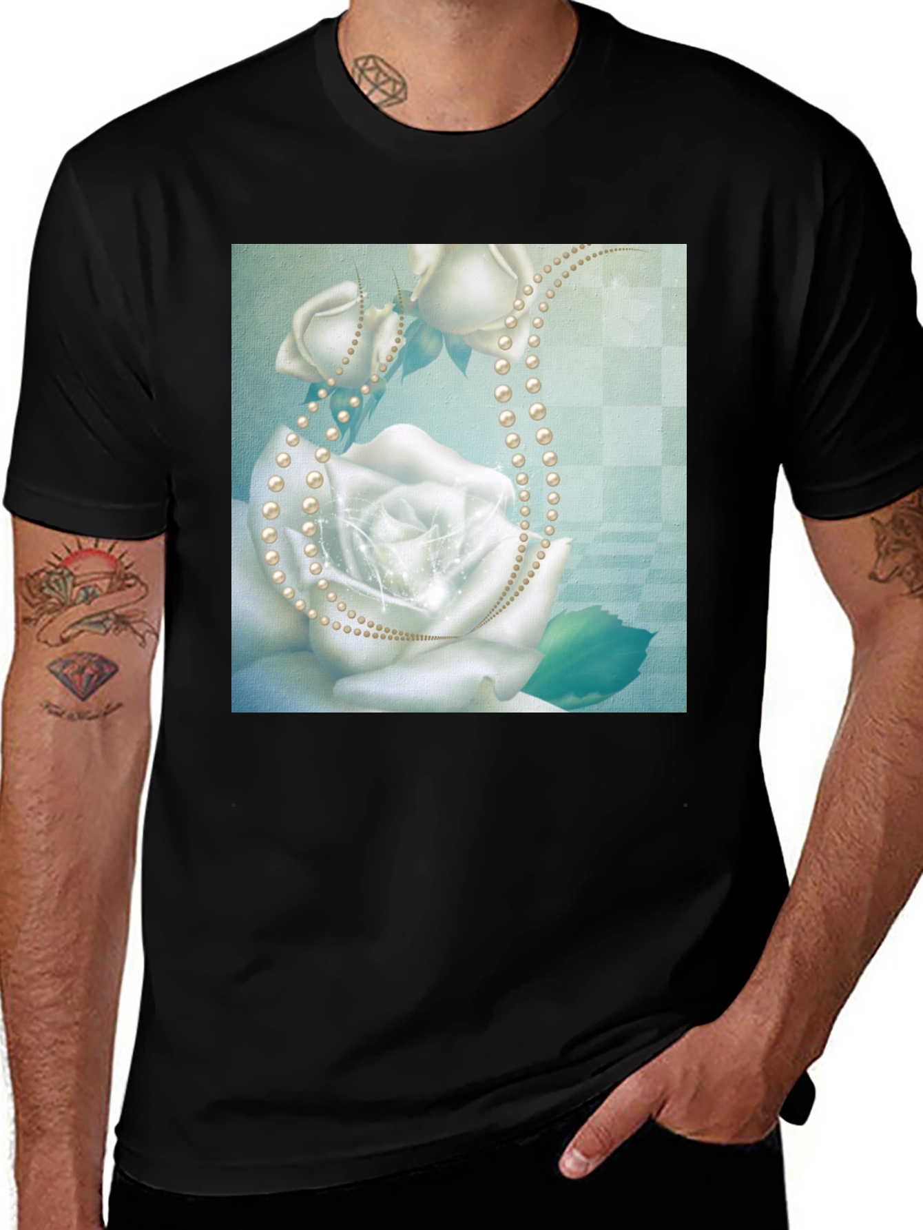 Variant 23 of Elegant Rose and Pearls Graphic T-Shirt