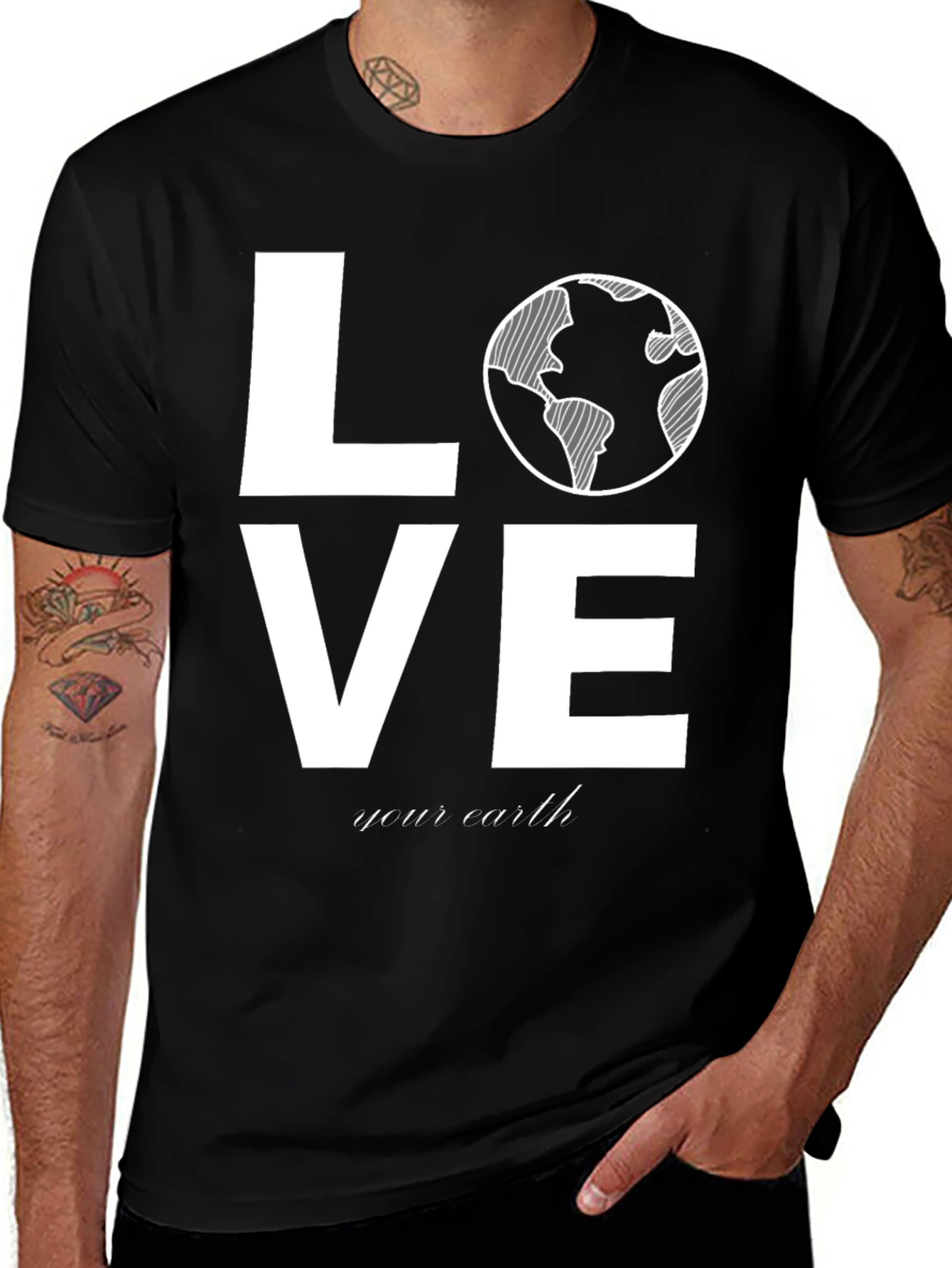 Variant 28 of Love Your Earth Graphic Tee - Black Cotton