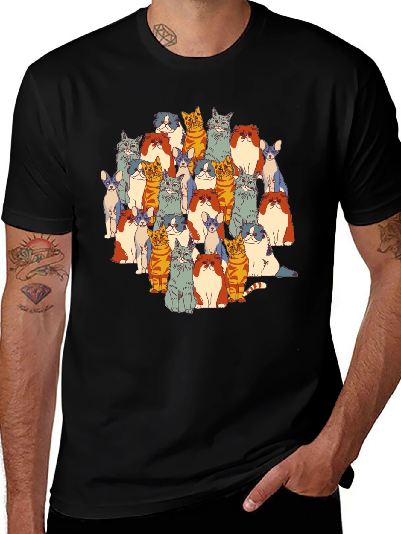 Variant 27 of Cat Lover T-Shirt - Colorful Feline Design