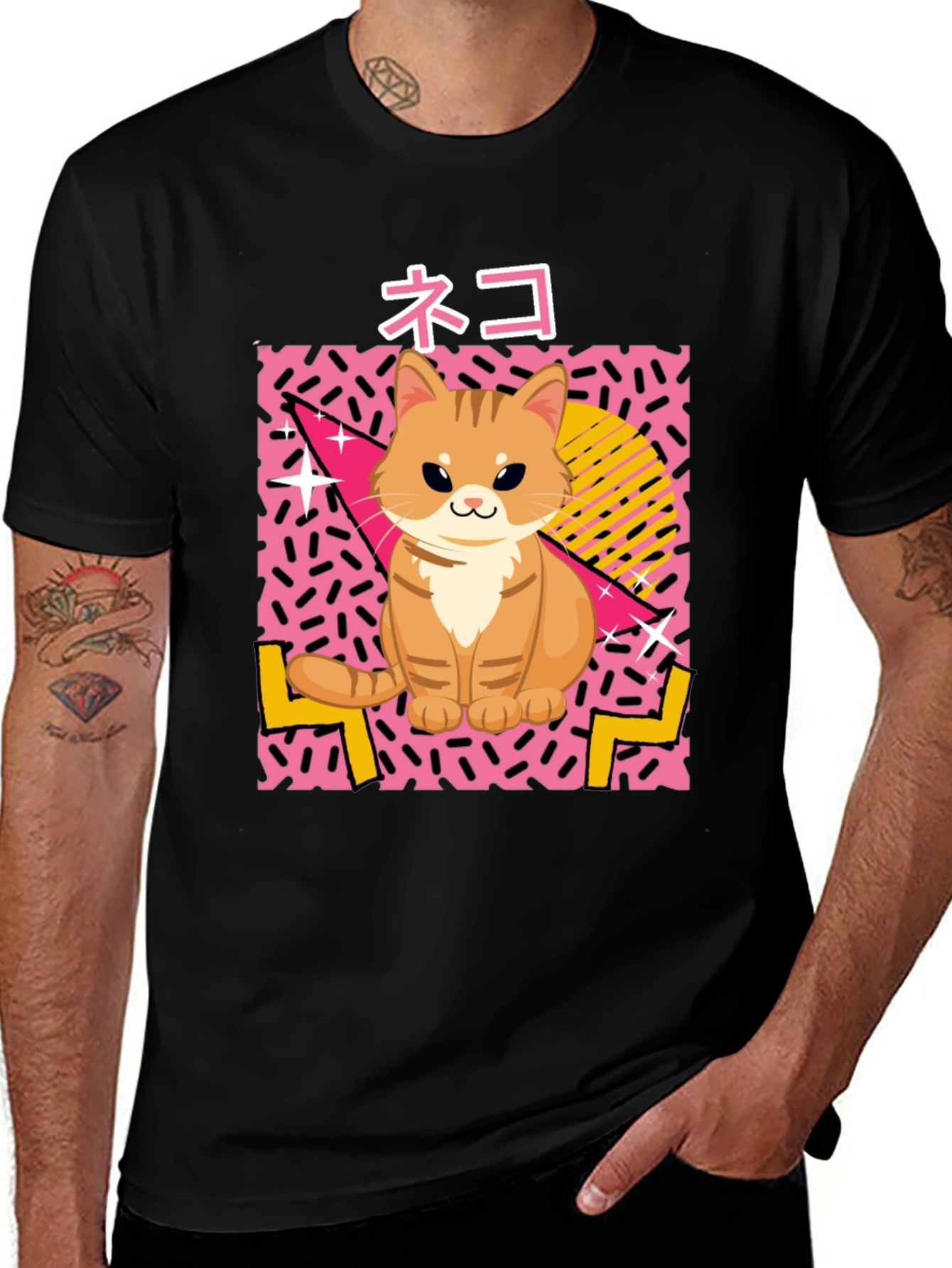 Variant 14 of Retro Neko Cat T-Shirt - 80s Style!