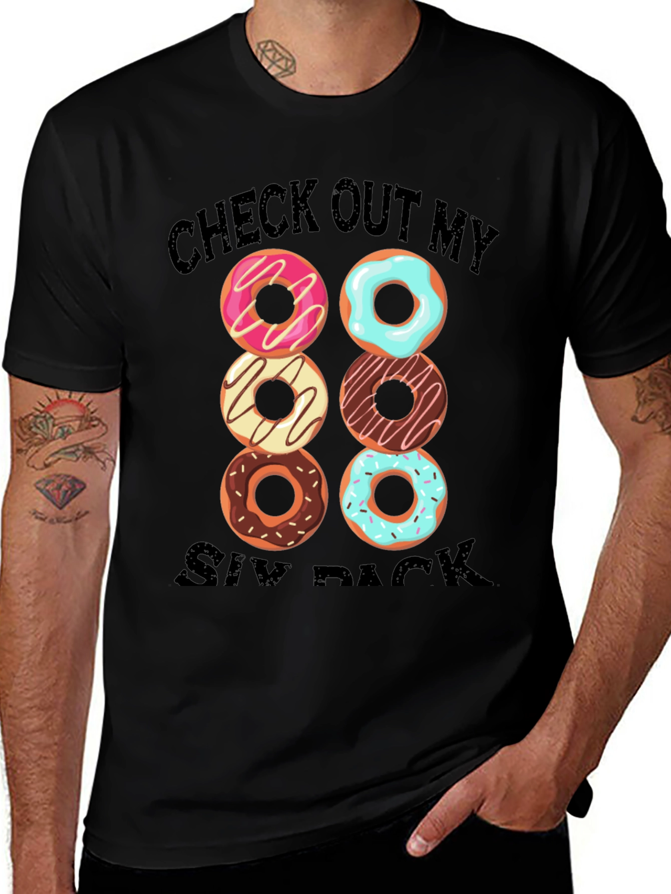 Variant 15 of Donut Six Pack T-Shirt - Funny Gym Tee
