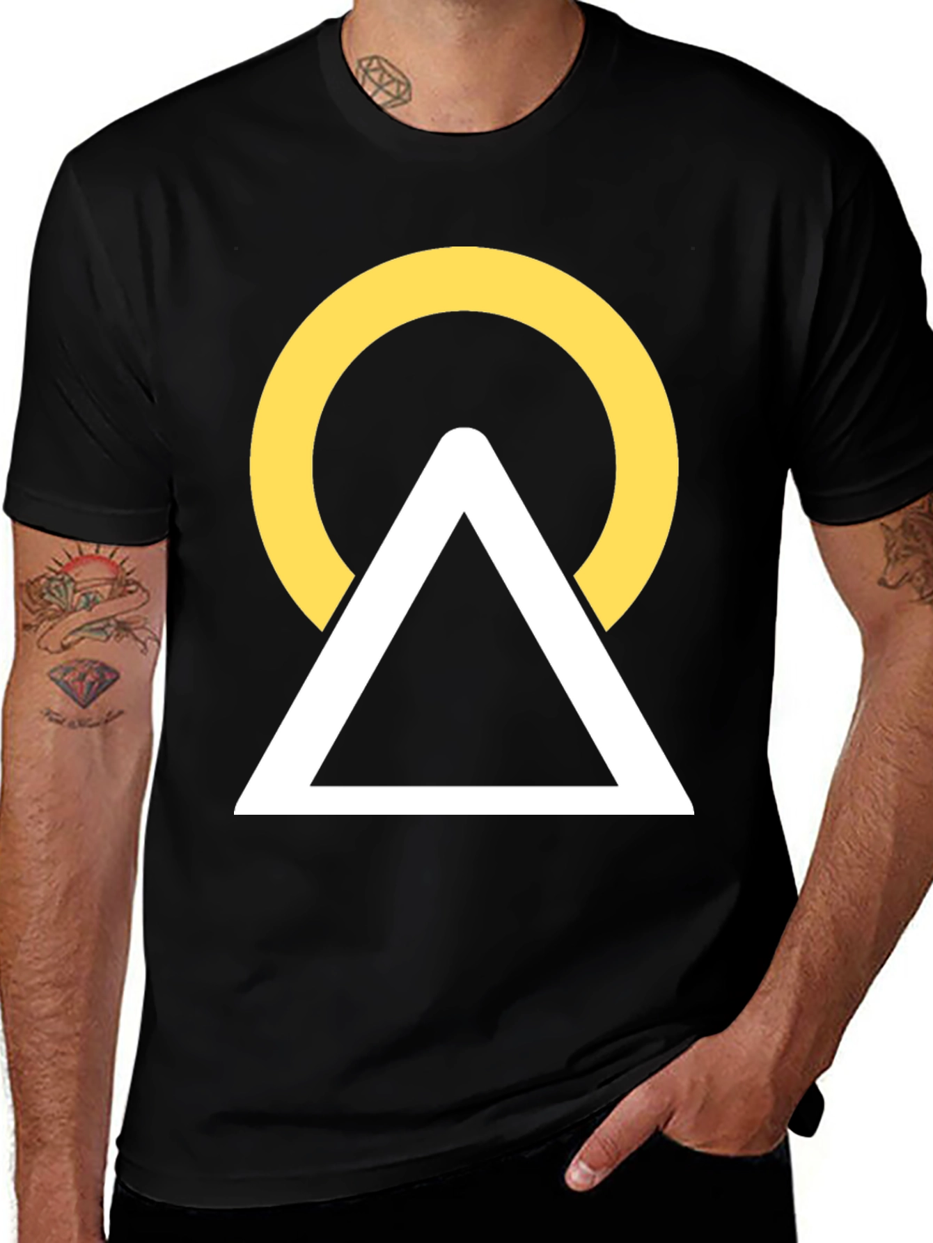 Variant 15 of Geometric Graphic Tee - Circle Triangle Design