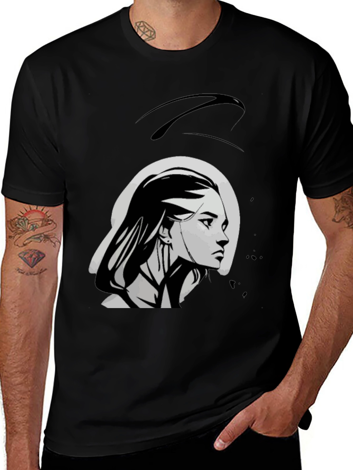 Variant 16 of Graphic Print Tee - Modern Woman Portrait