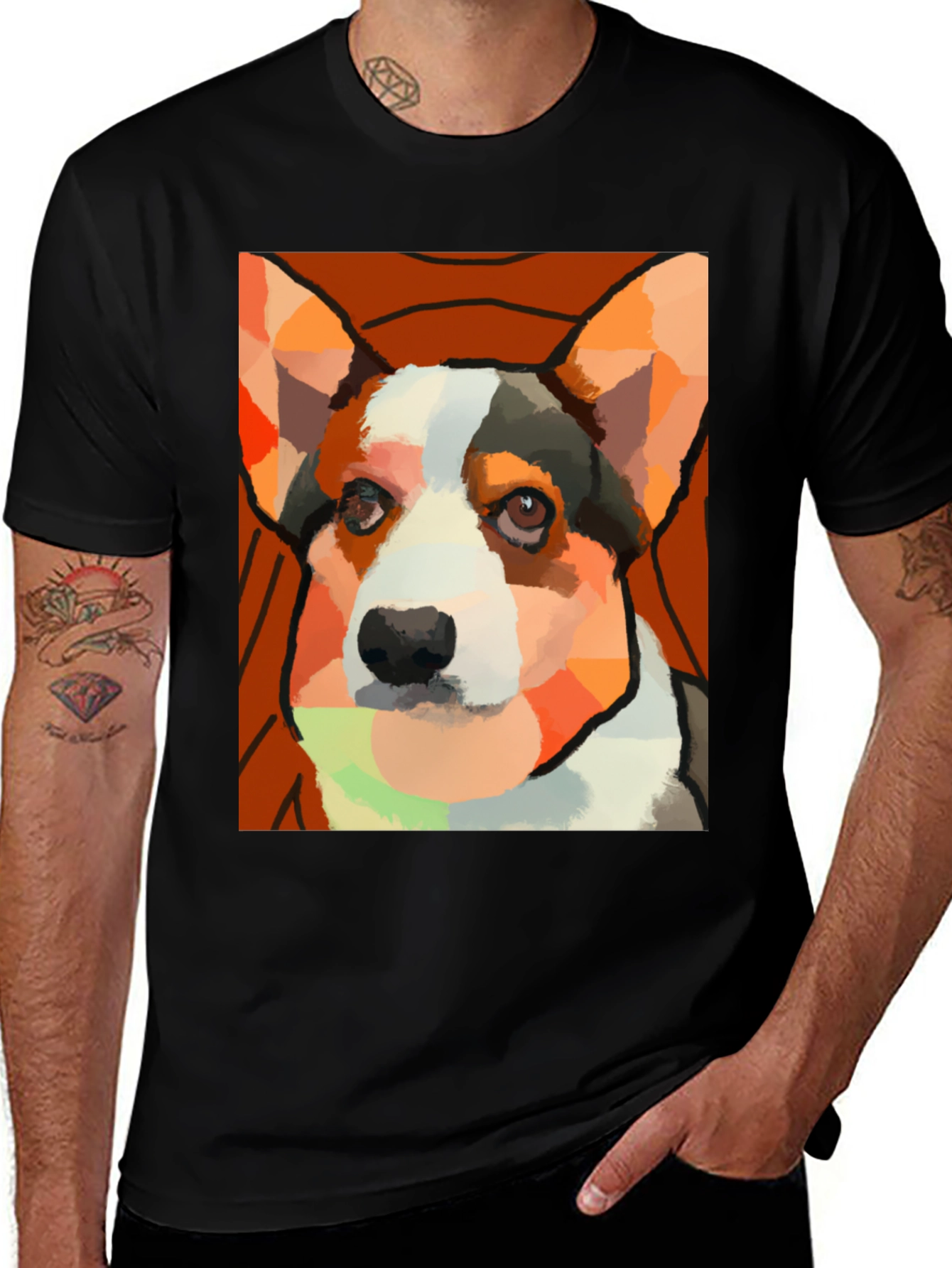 Variant 9 of Abstract Corgi Art T-Shirt - Unique Dog Lover Tee