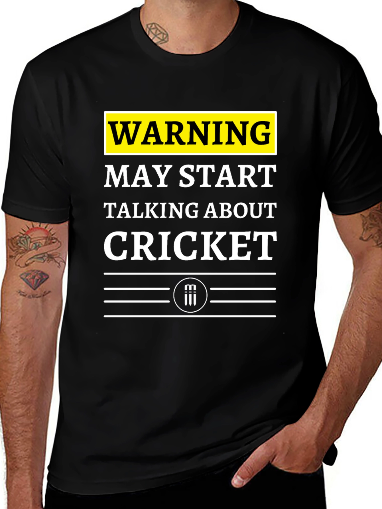 Variant 11 of Cricket Fan T-Shirt - Warning May Start Talking About Cricket