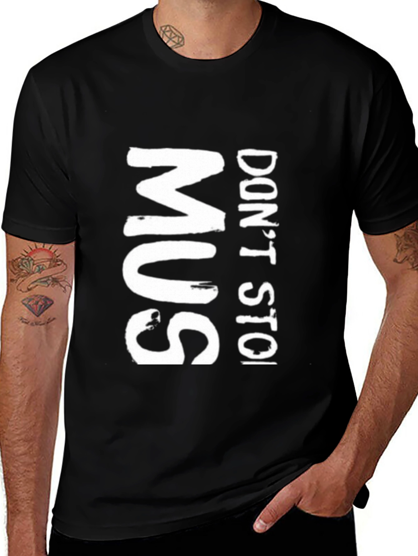 Variant 4 of Black Graphic Tee - Don't Stop Mus
