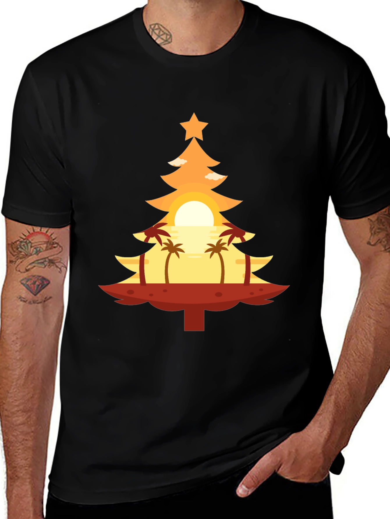 Variant 8 of Tropical Christmas Tree Graphic Tee