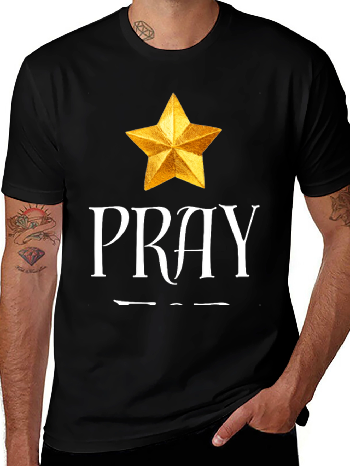 Variant 16 of Pray Star Graphic T-Shirt - Black