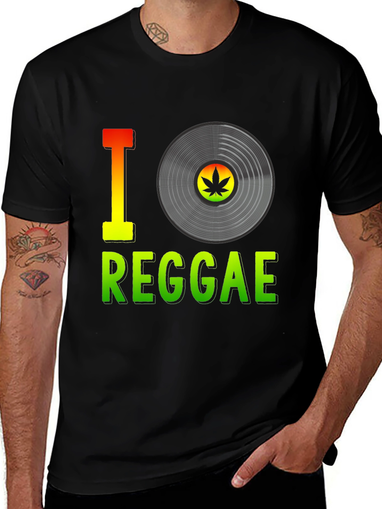 Variant 14 of I Love Reggae Vinyl Record Graphic T-Shirt