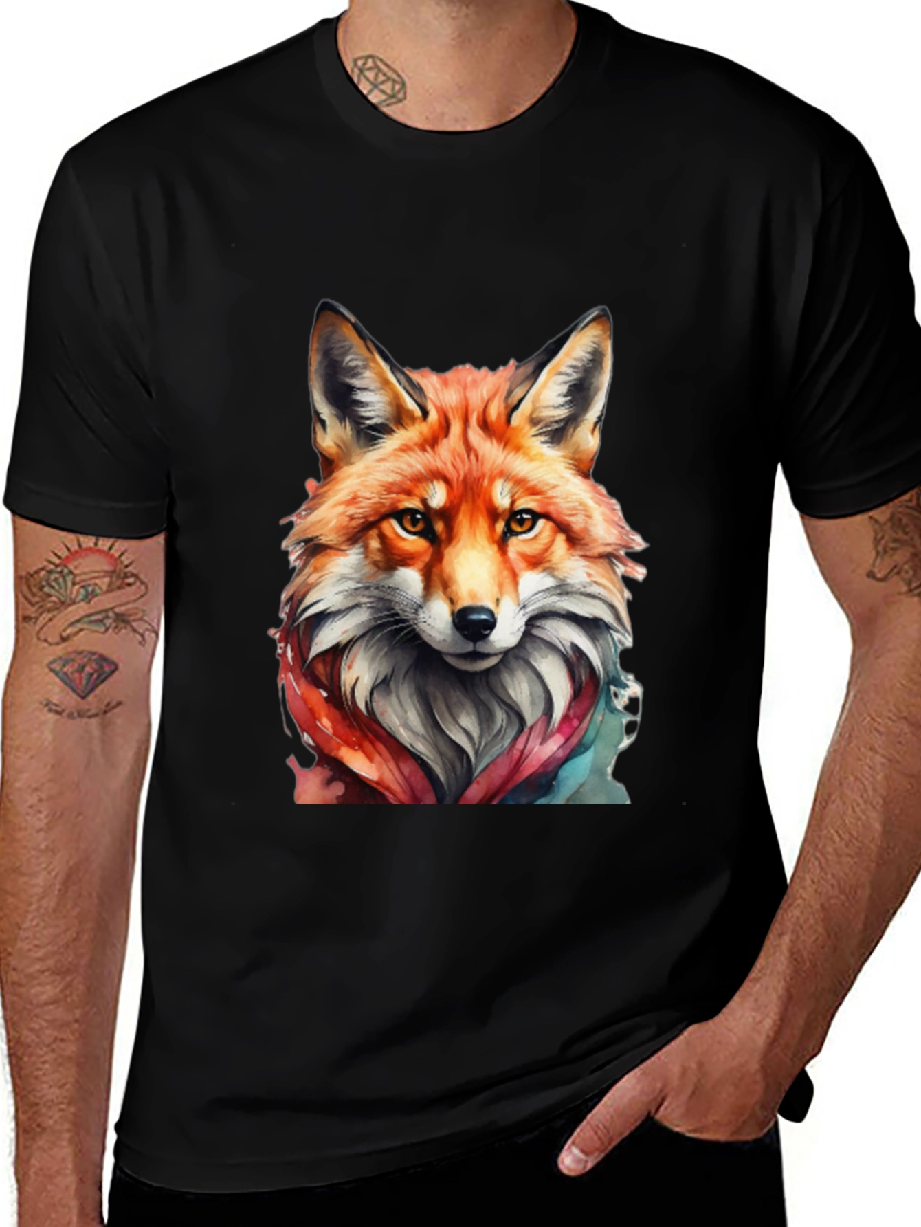Variant 27 of Fox Watercolor Graphic Tee - Unisex