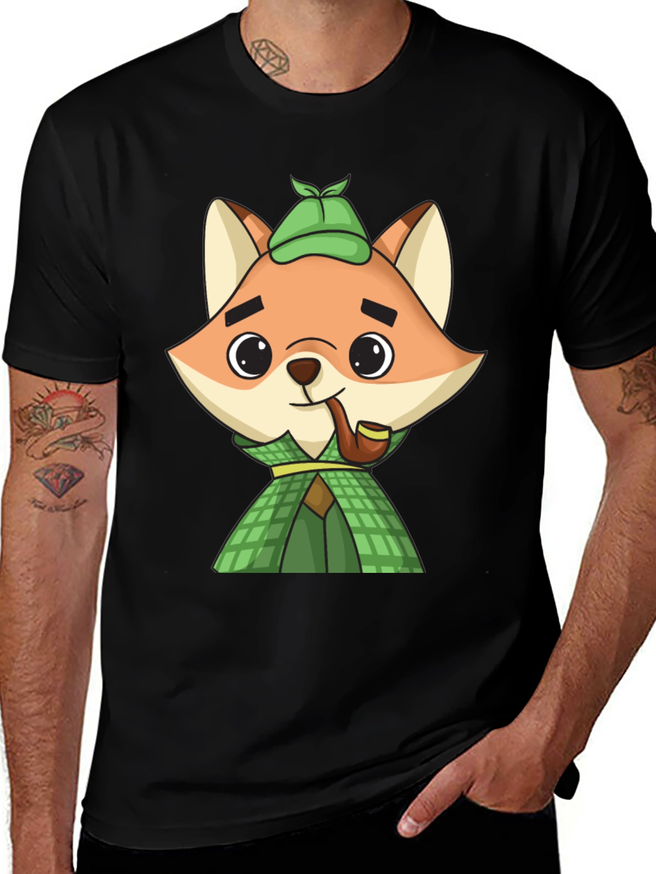 Detective Fox T-Shirt - Cartoon Style