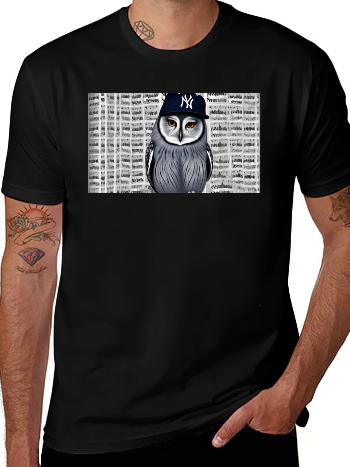 Variant 24 of Owl in NY Cap T-Shirt