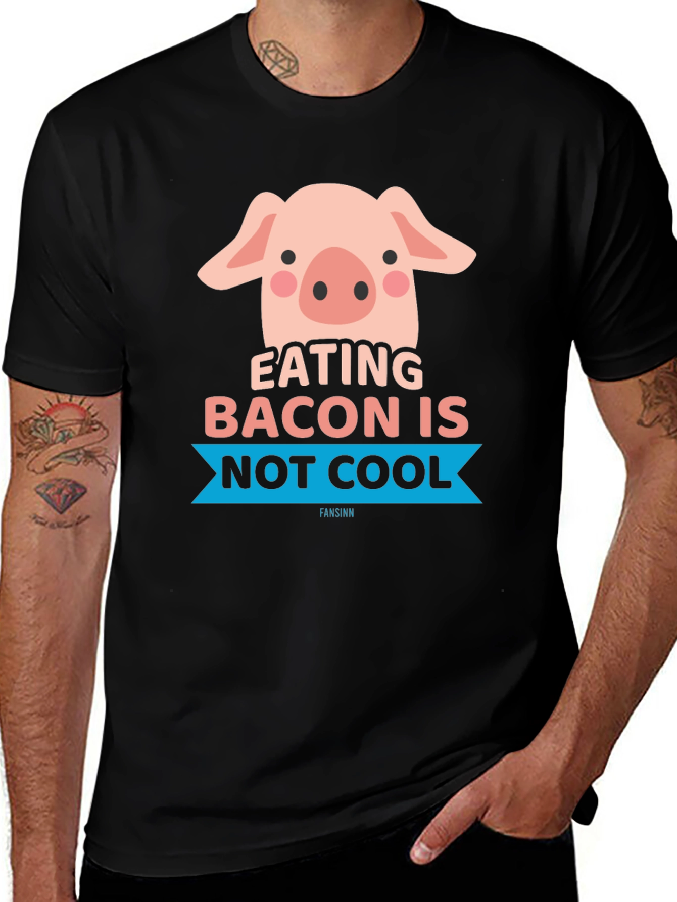 Variant 21 of Eating Bacon is NOT COOL Pig T-Shirt