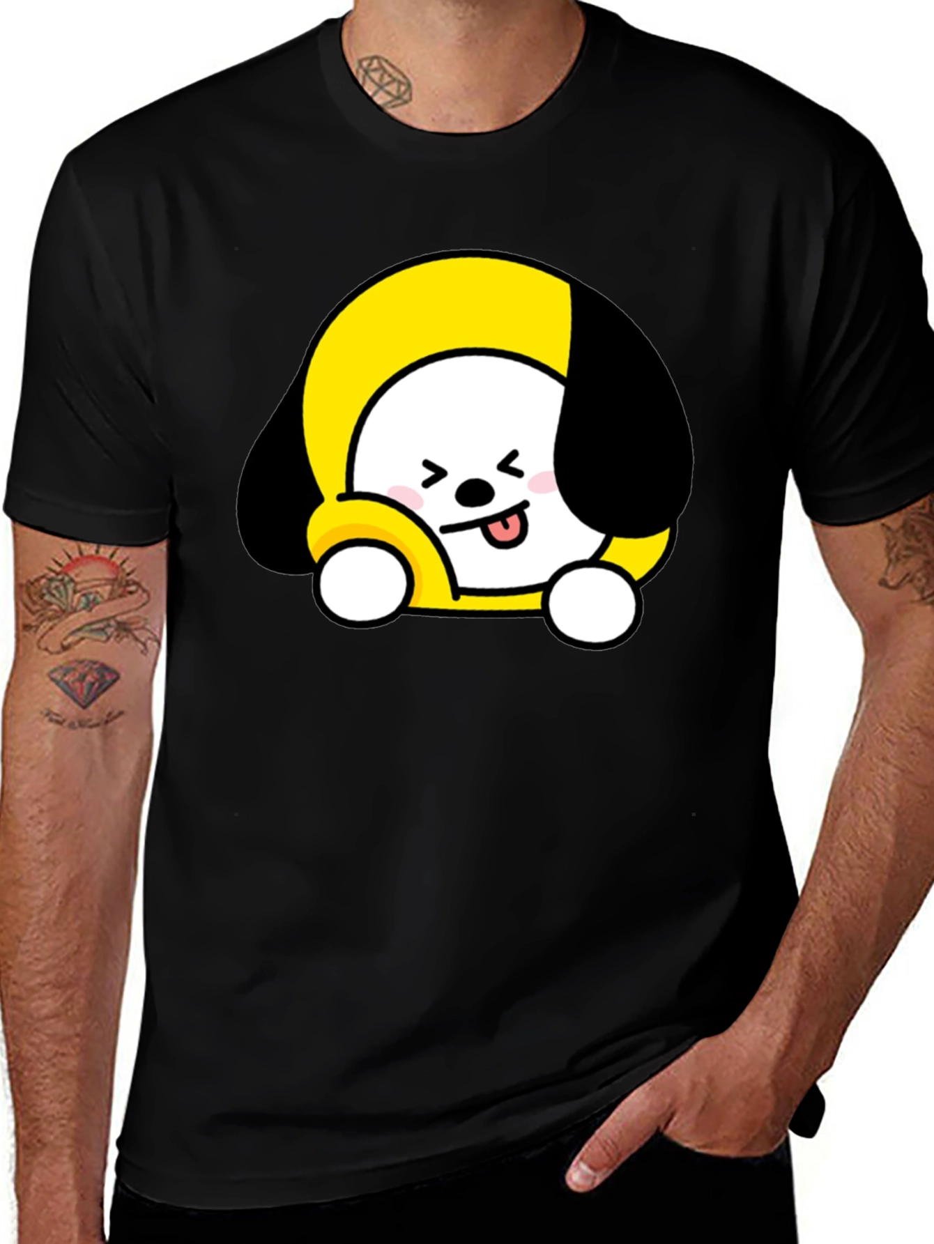 Variant 14 of Cute Cartoon Character Black T-Shirt