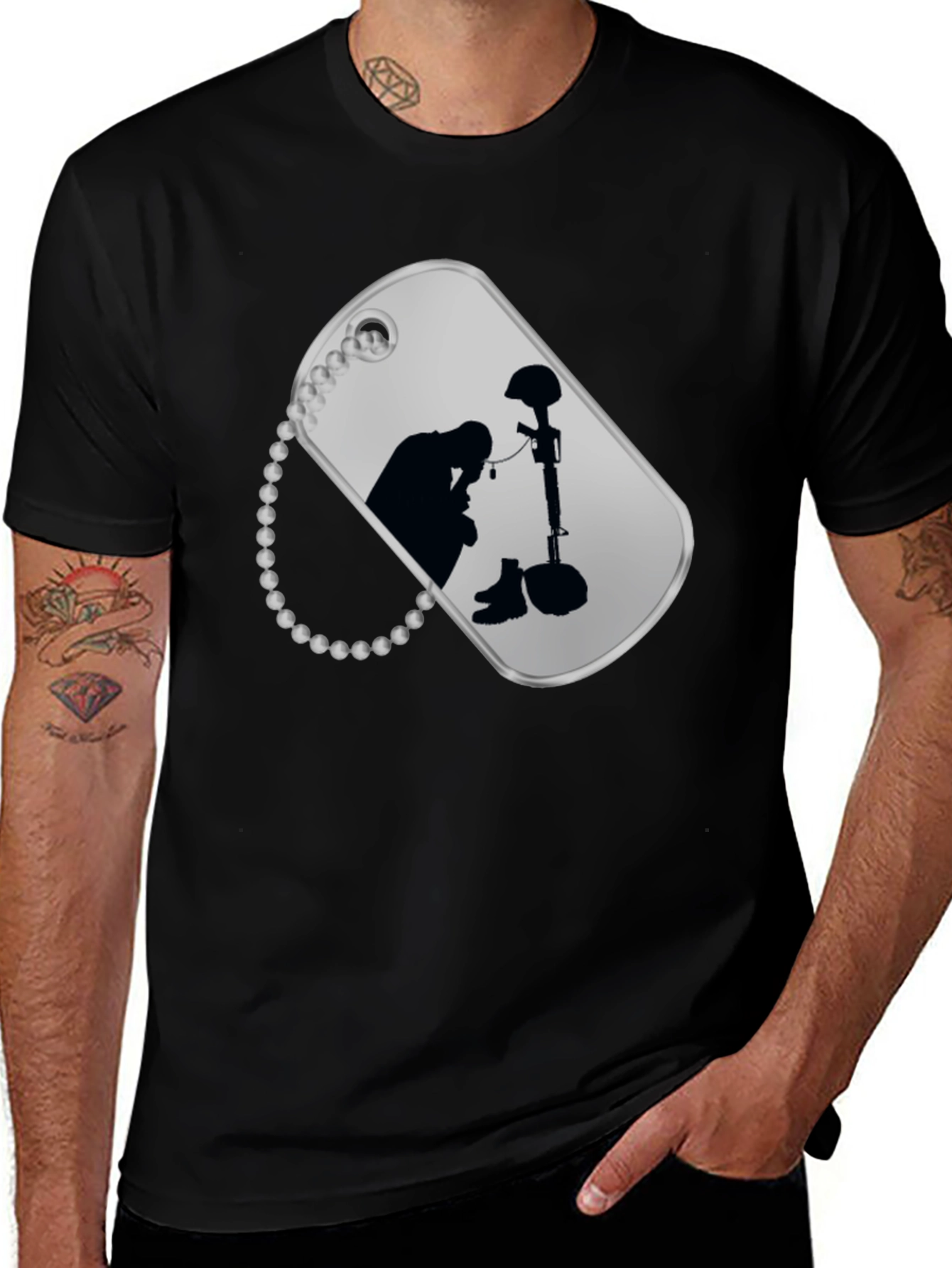 Variant 19 of Memorial Soldier Dog Tag Graphic T-Shirt