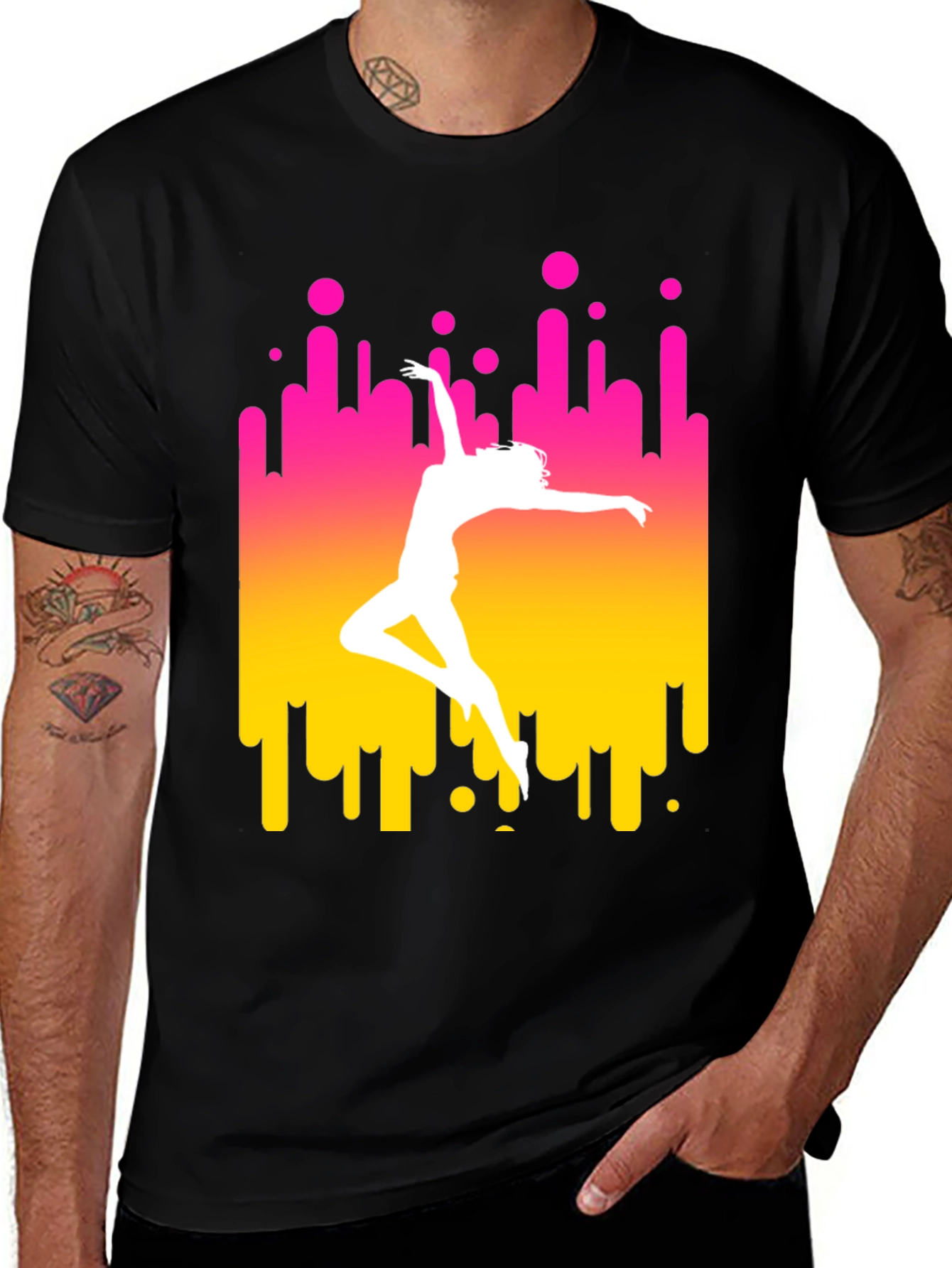 Variant 2 of Dance Silhouette Graphic Tee - Black Cotton Blend