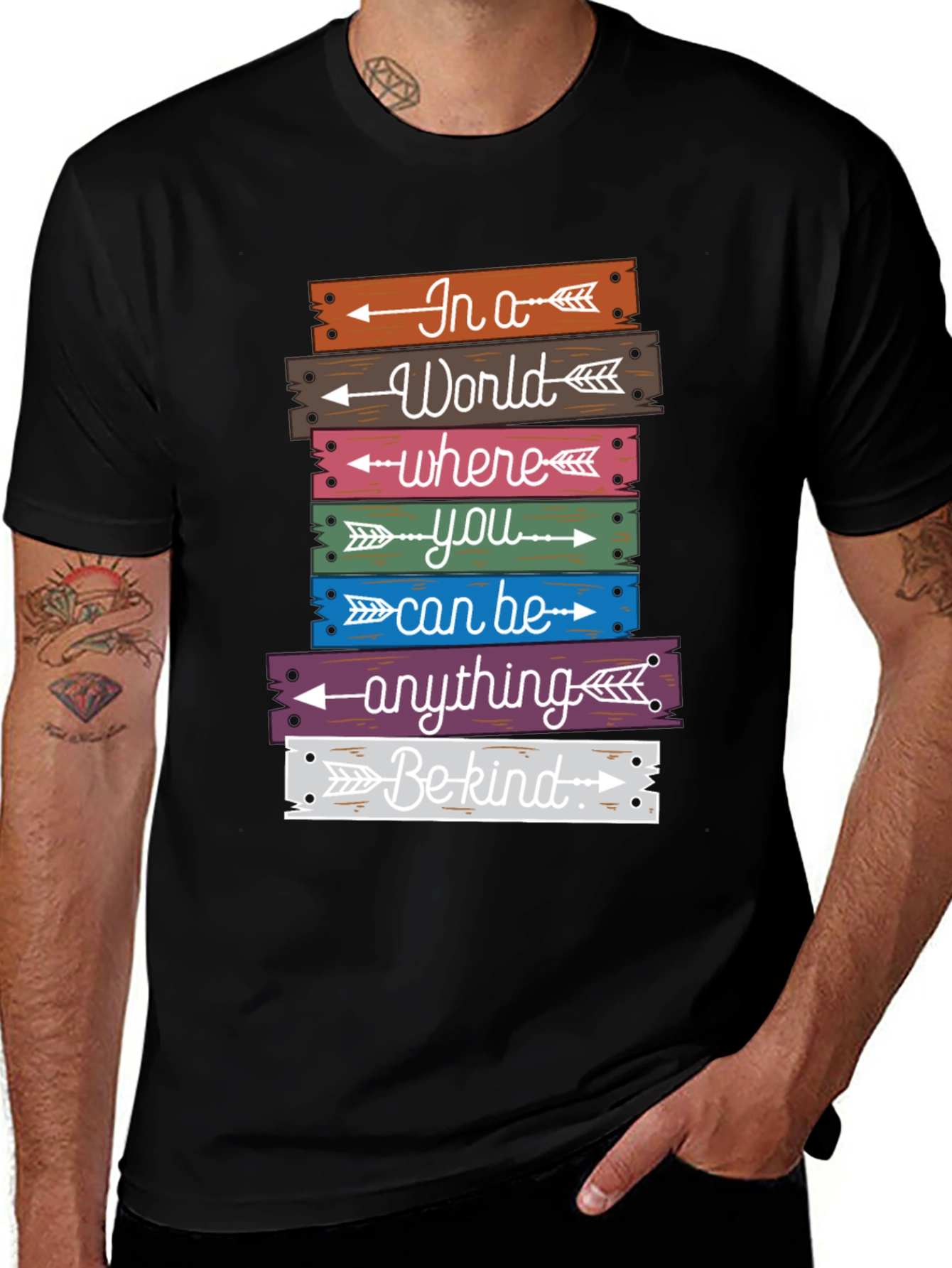 Variant 26 of In a World Be Kind T-Shirt - Inspirational Graphic Tee