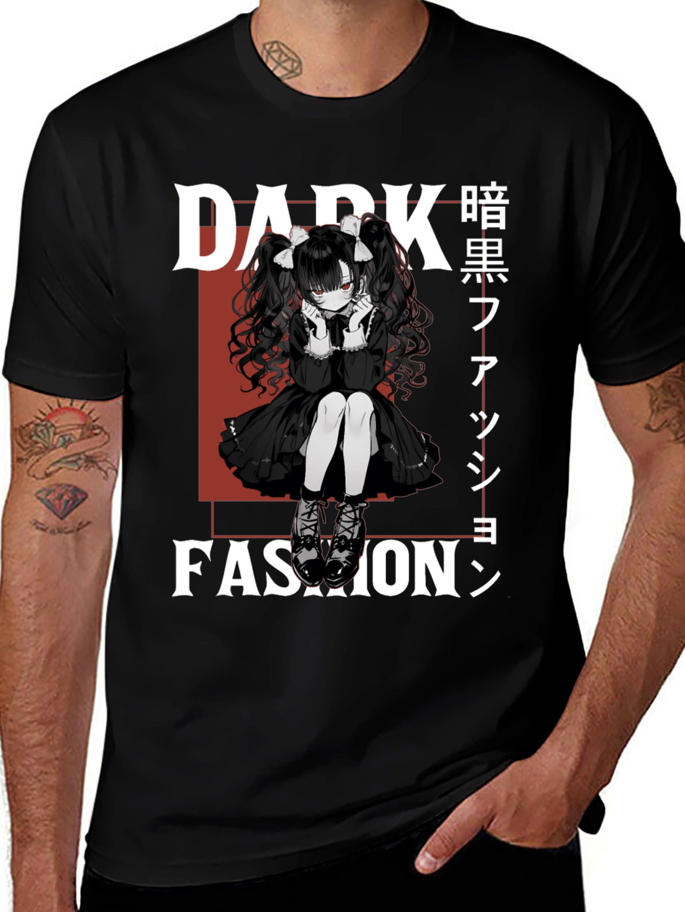 Dark Fashion Anime Girl Graphic Tee