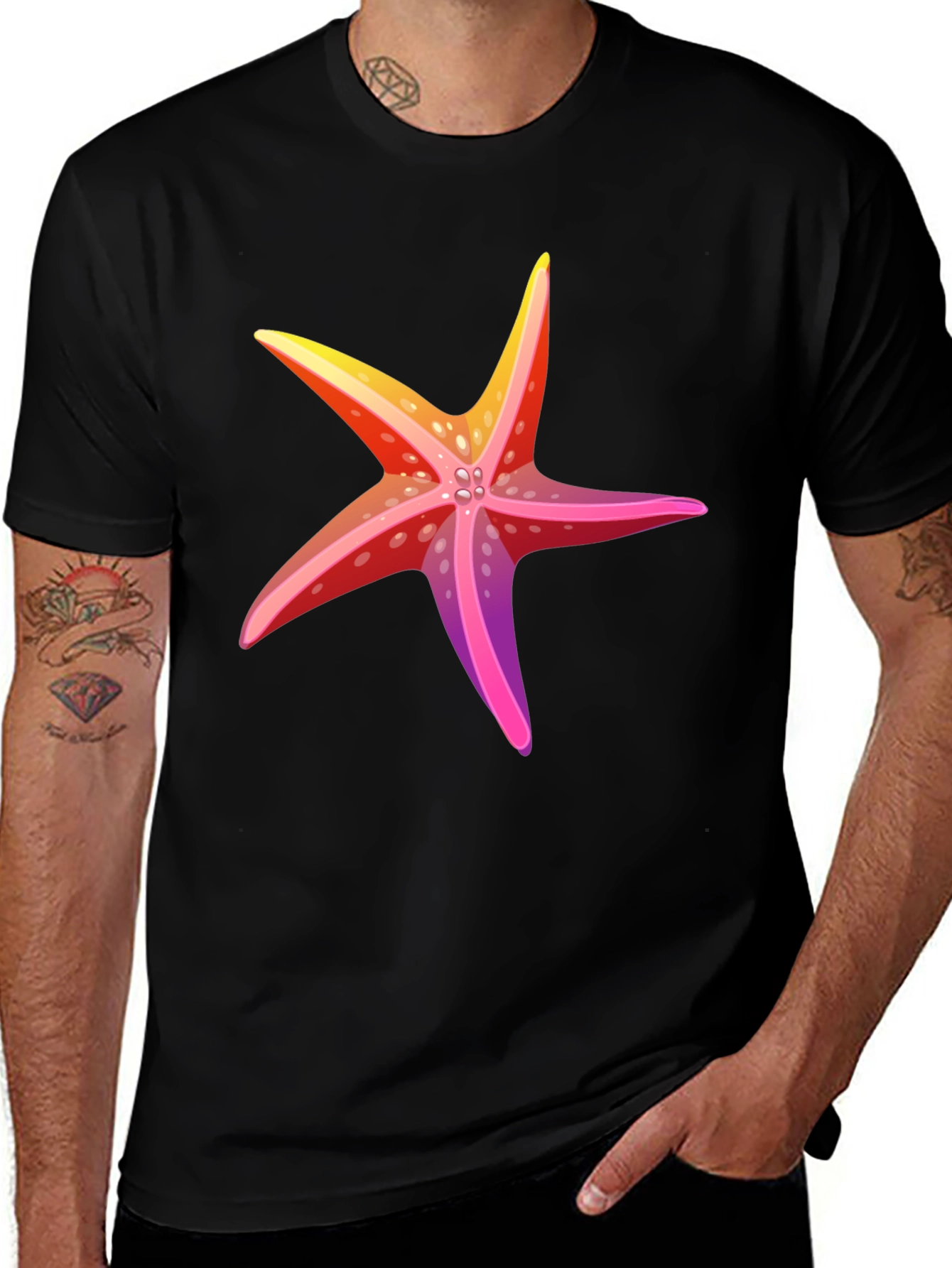 Variant 20 of Starfish Graphic T-Shirt - Casual Black Tee