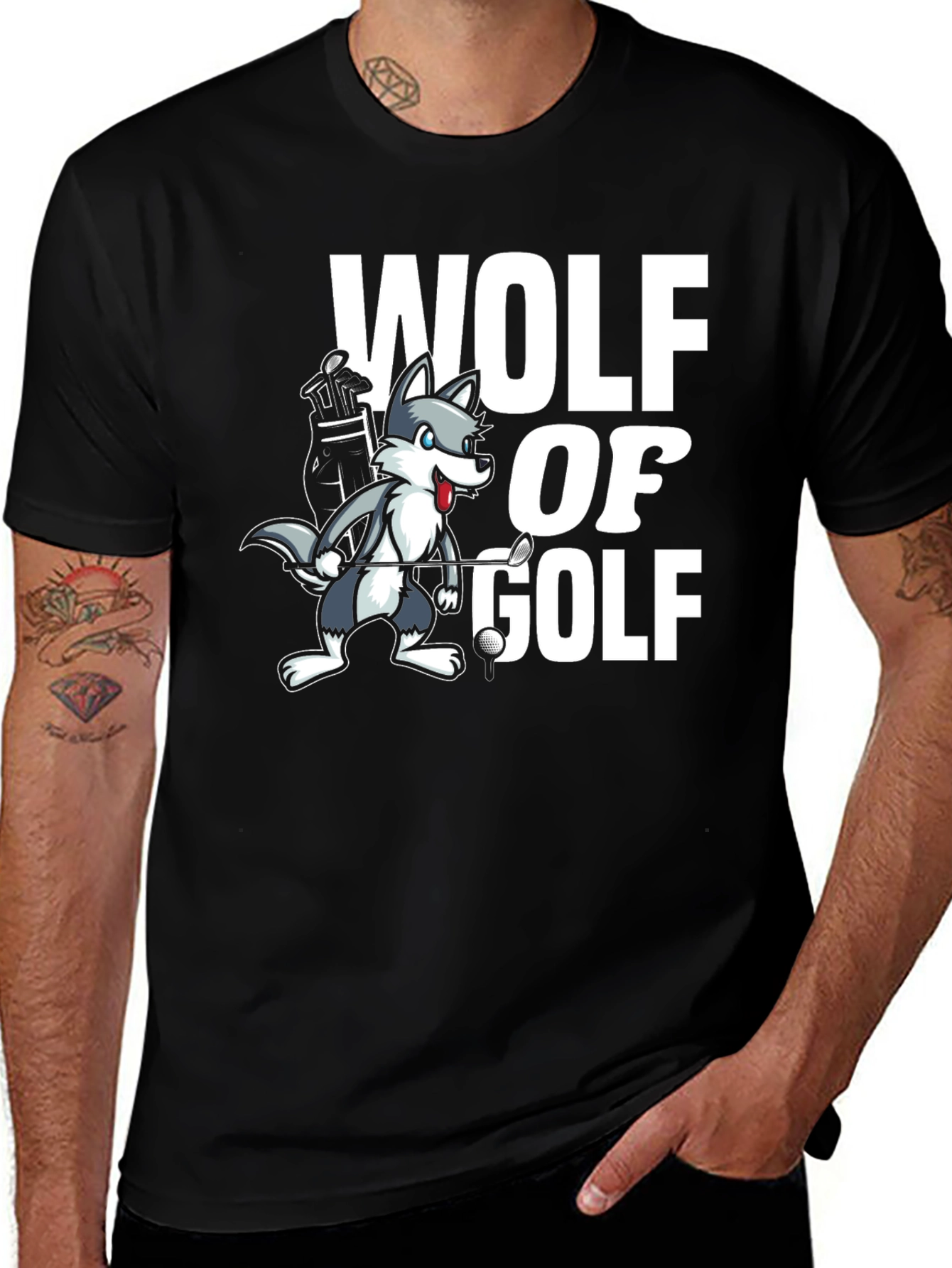 Variant 6 of Wolf of Golf Black Graphic T-Shirt